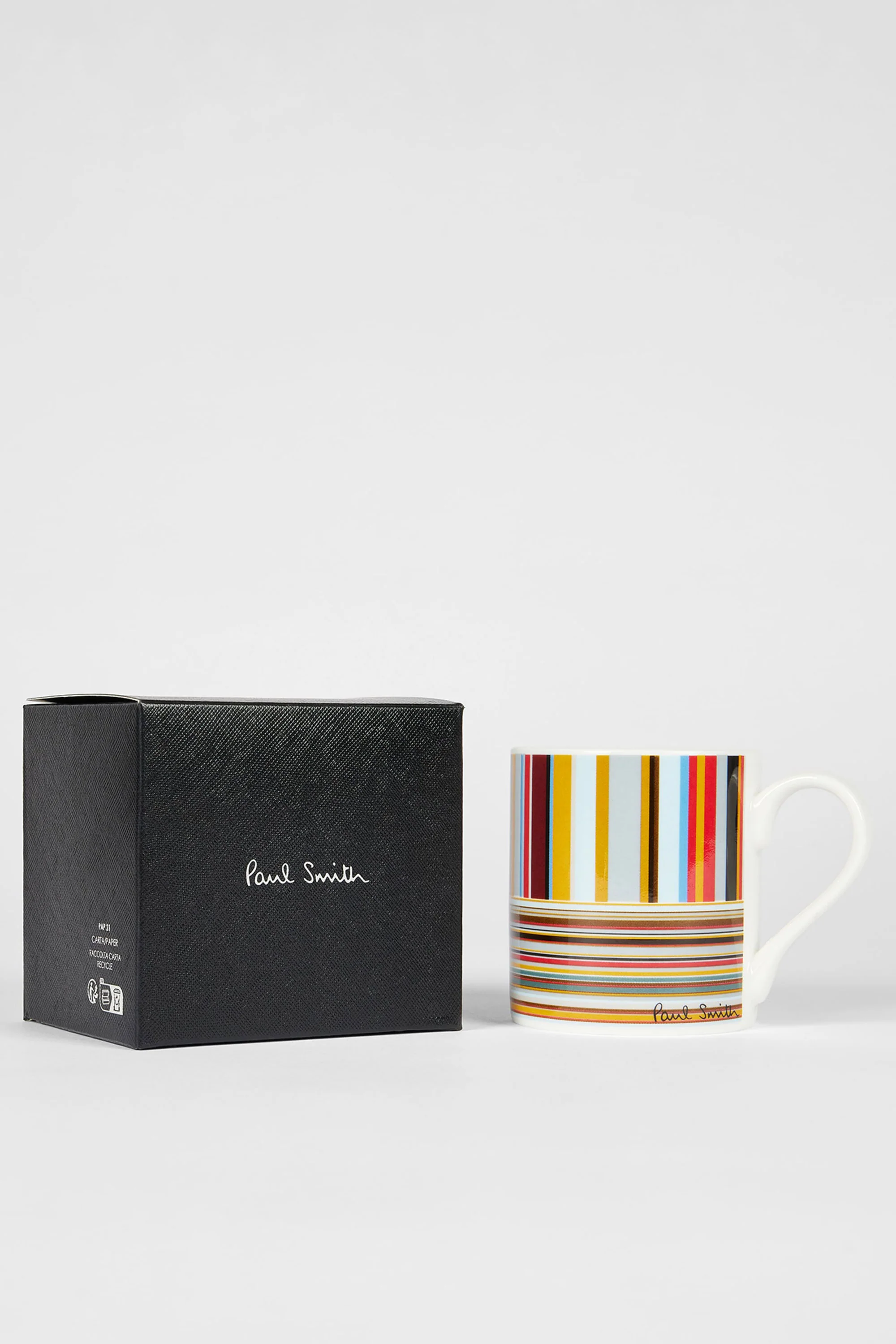Paul Smith Mixed 'Signature Stripe' Bone China Mug Multi-Colour Check - Image 3