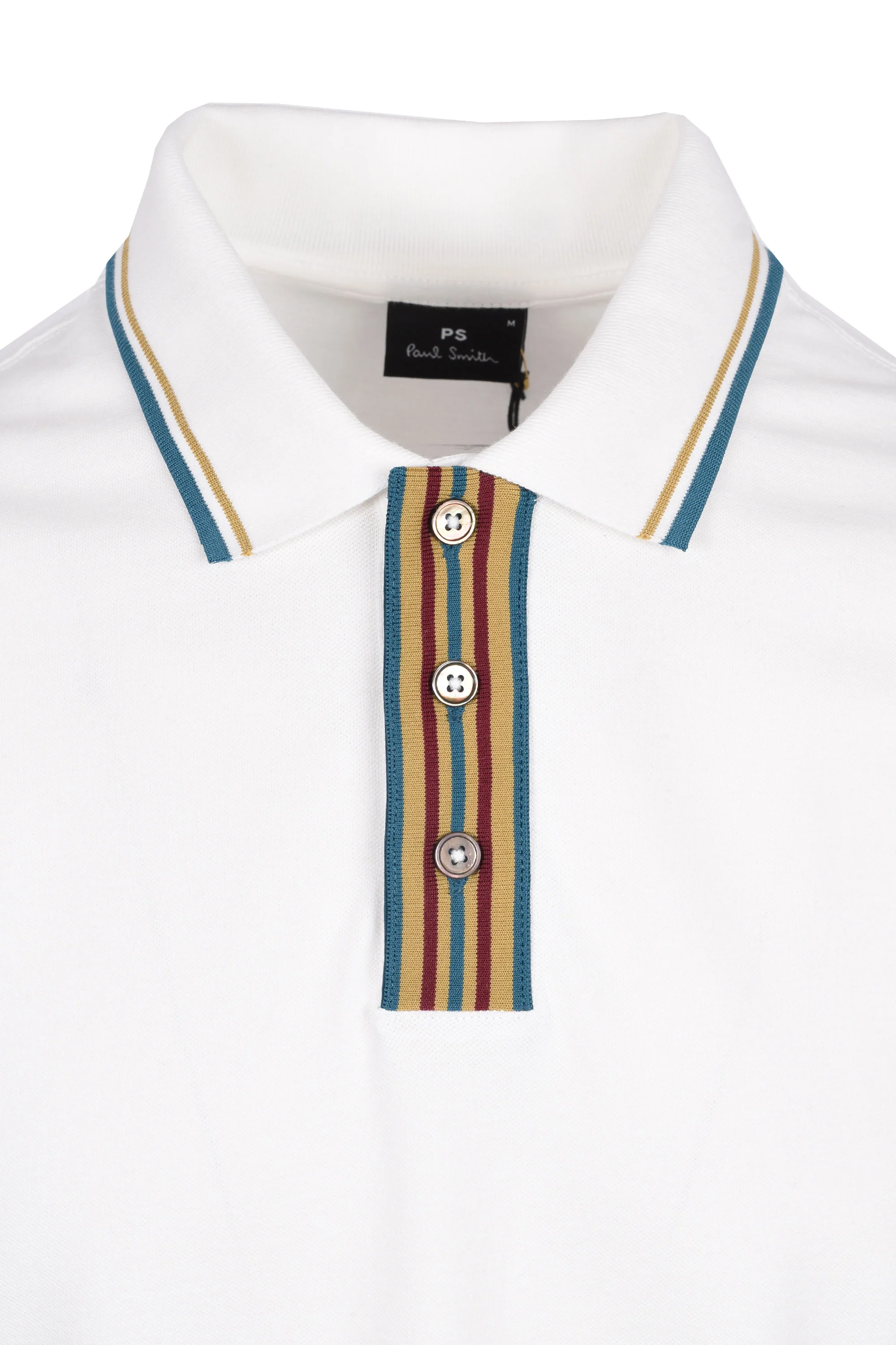 Paul Smith Reg Fit Stripe Placket Polo White - Image 2