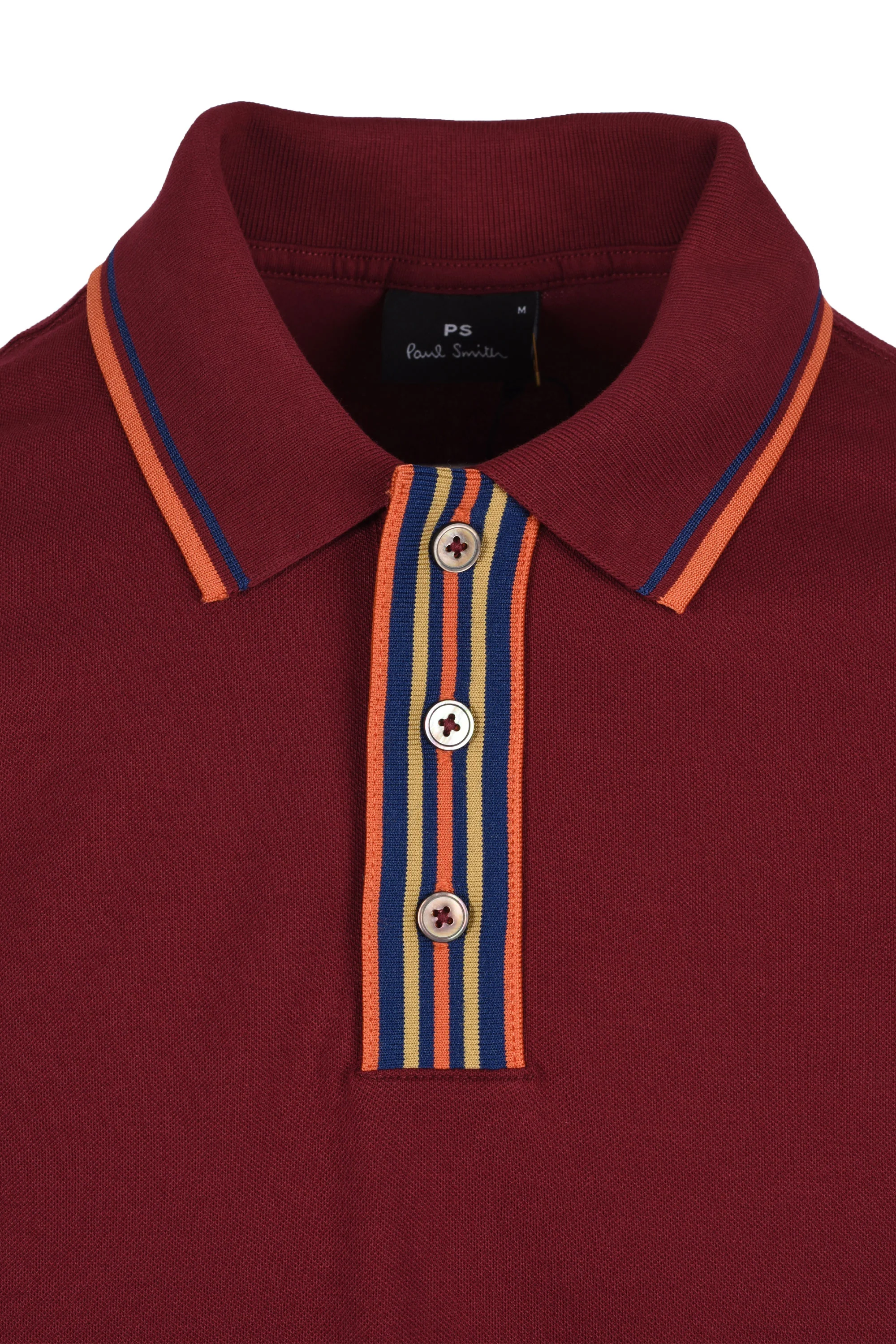 Paul Smith Reg Fit Stripe Placket Polo Burgundy - Image 2