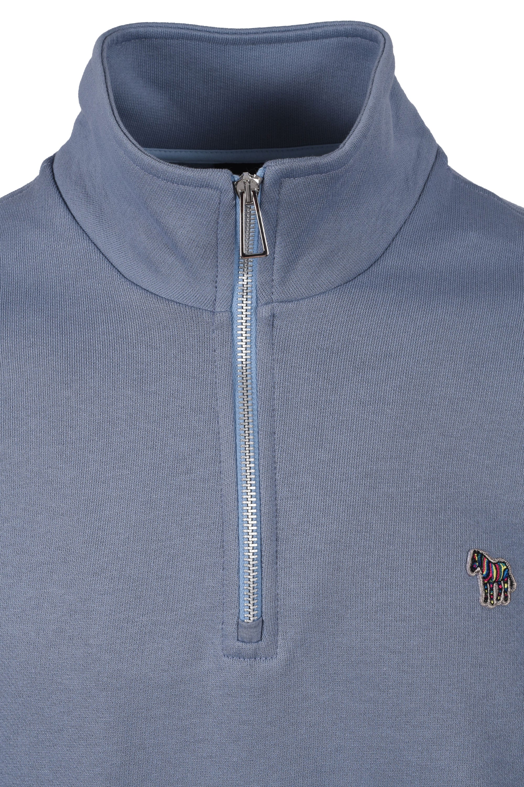 Paul Smith Reg Fit Zebra Half Zip Greyish Blue - Image 2