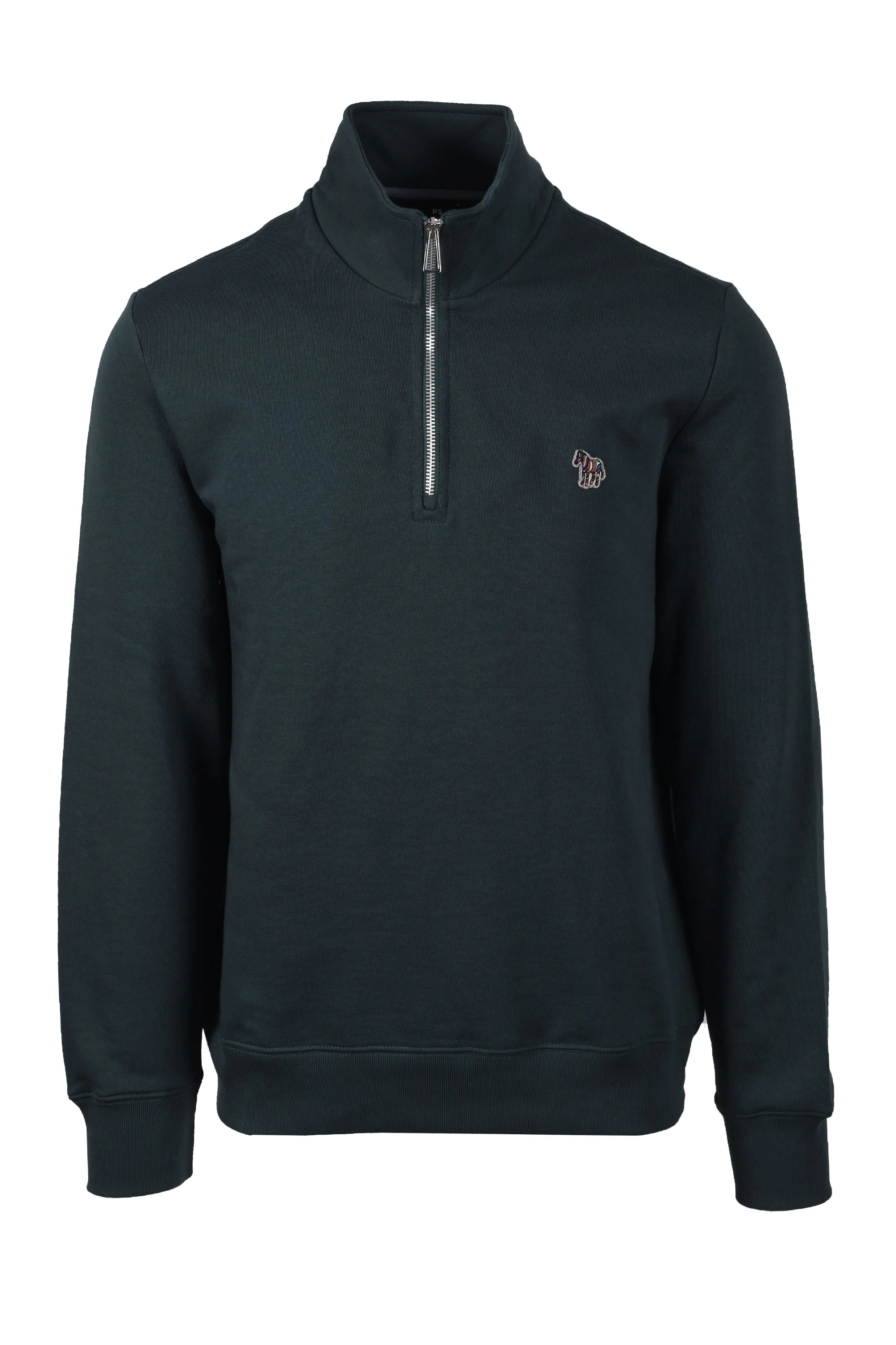 Paul Smith Reg Fit Zebra Half Zip Petrol Green