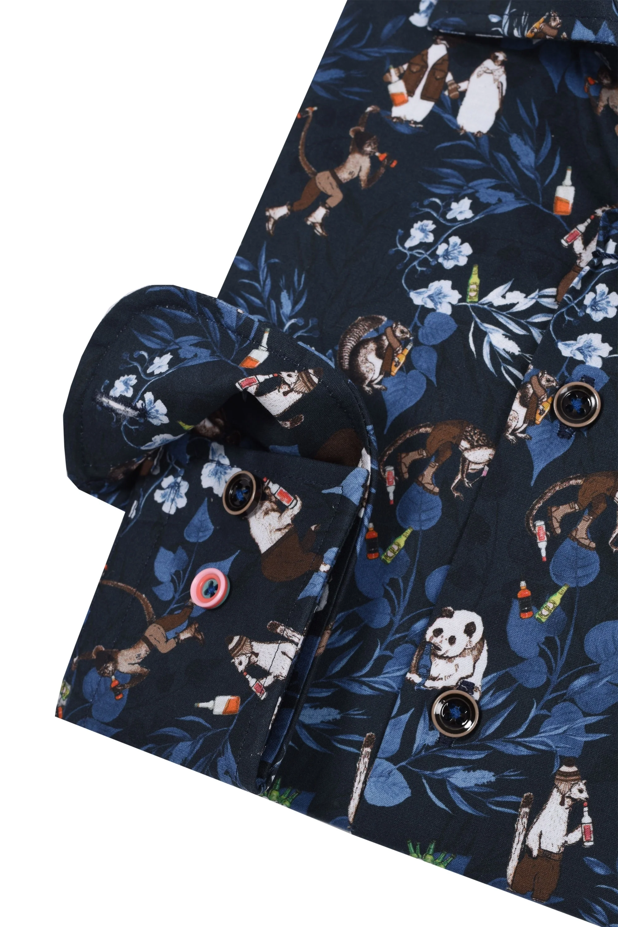 R2 Animal Print Long Sleeved Shirt Navy - Image 3