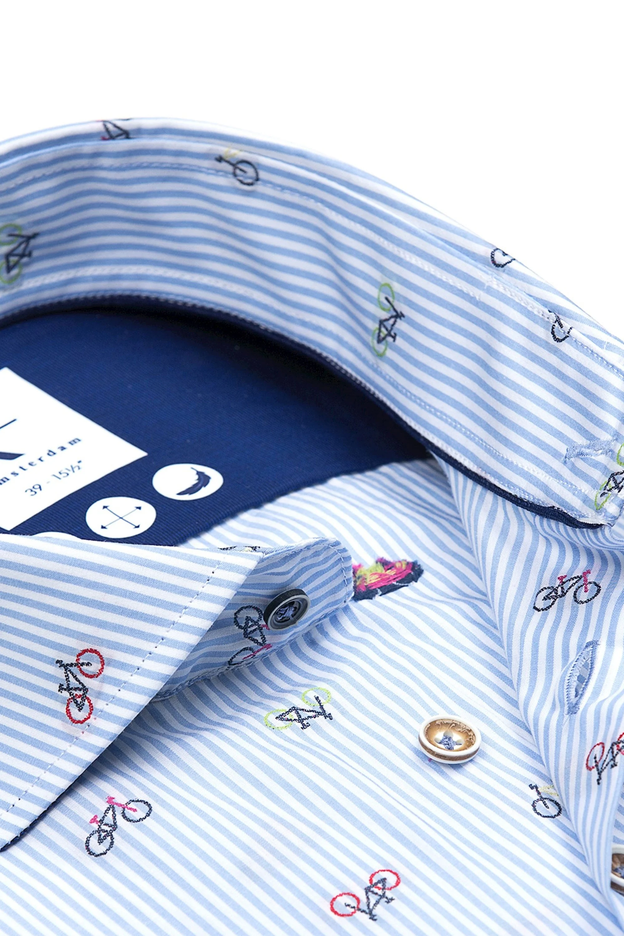 R2 Biycle Print Cutaway Collar Shirt Light Blue - Image 2