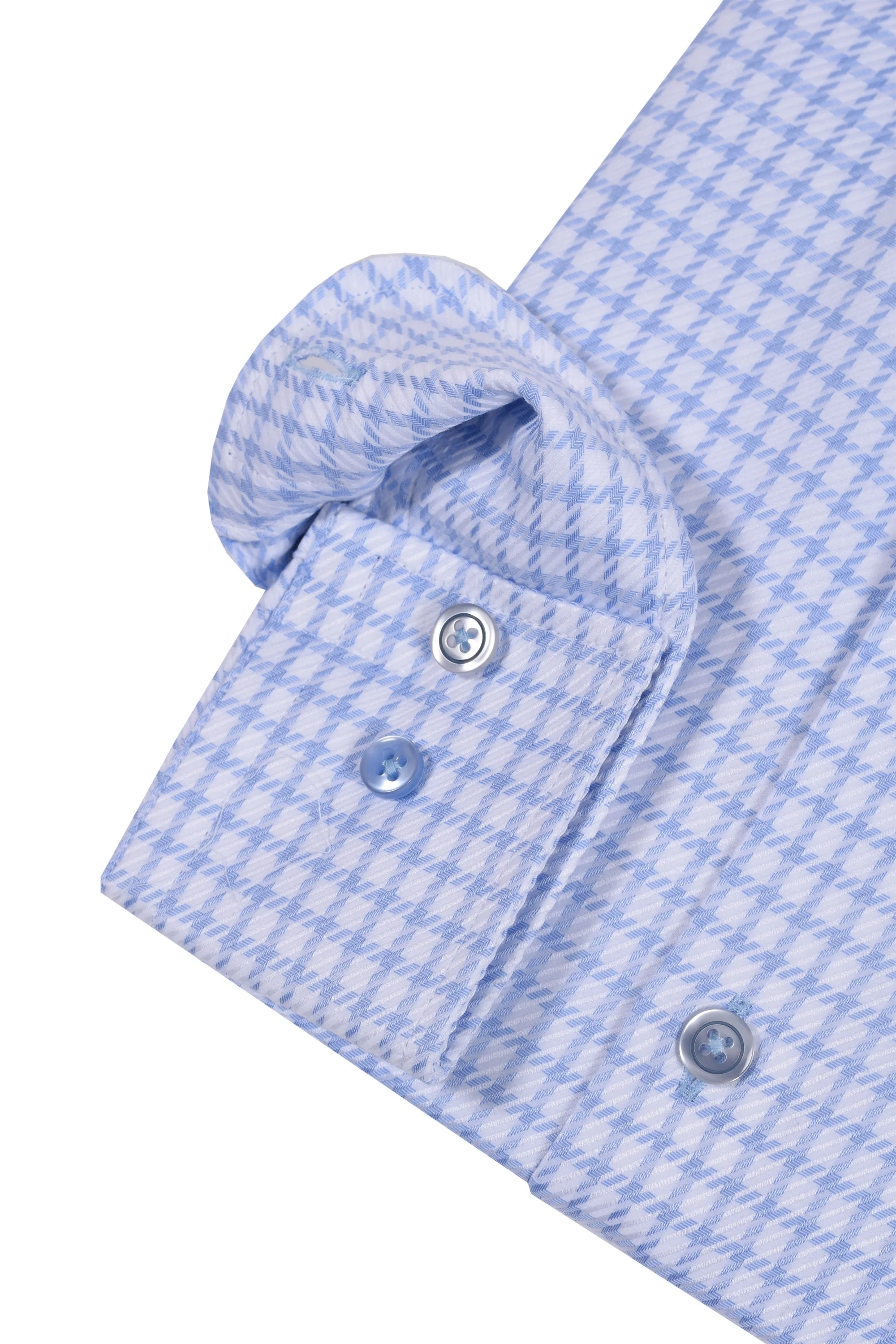 R2 Cut Away Check Shirt Light Blue - Image 3