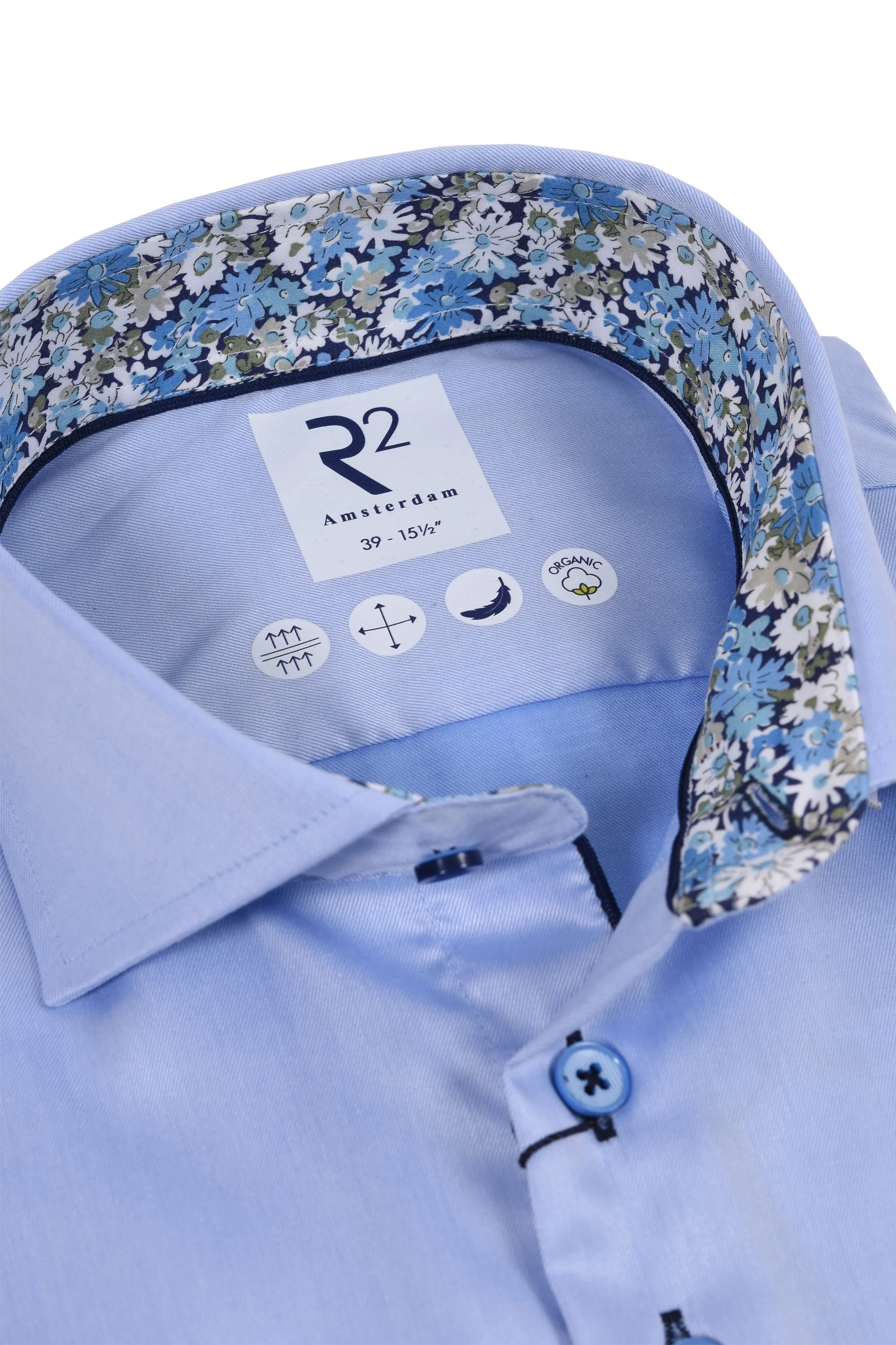 R2 Cut Away Collar Long Sleeved Shirt Light Blue - Image 2