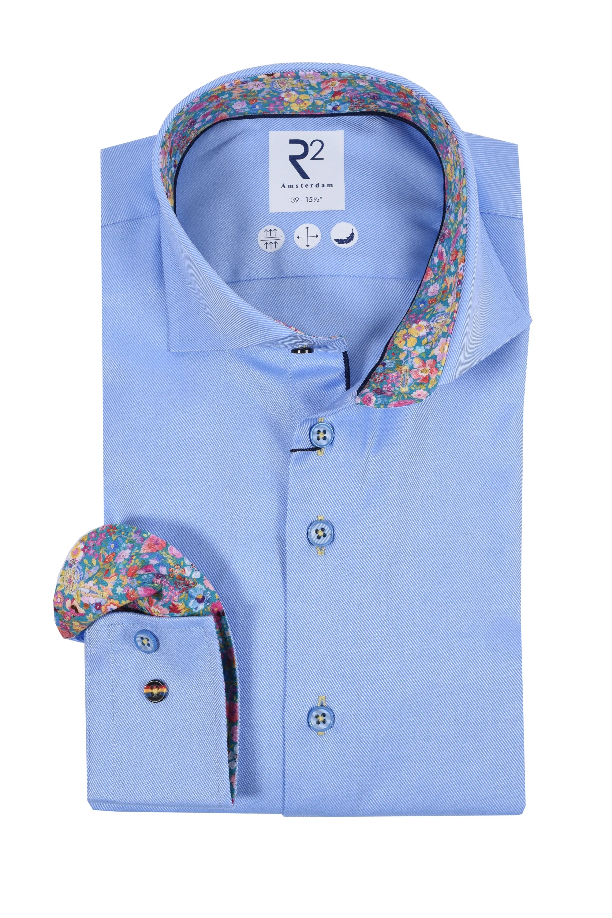 R2 Cut Away Collar Long Sleeved Shirt Light Blue
