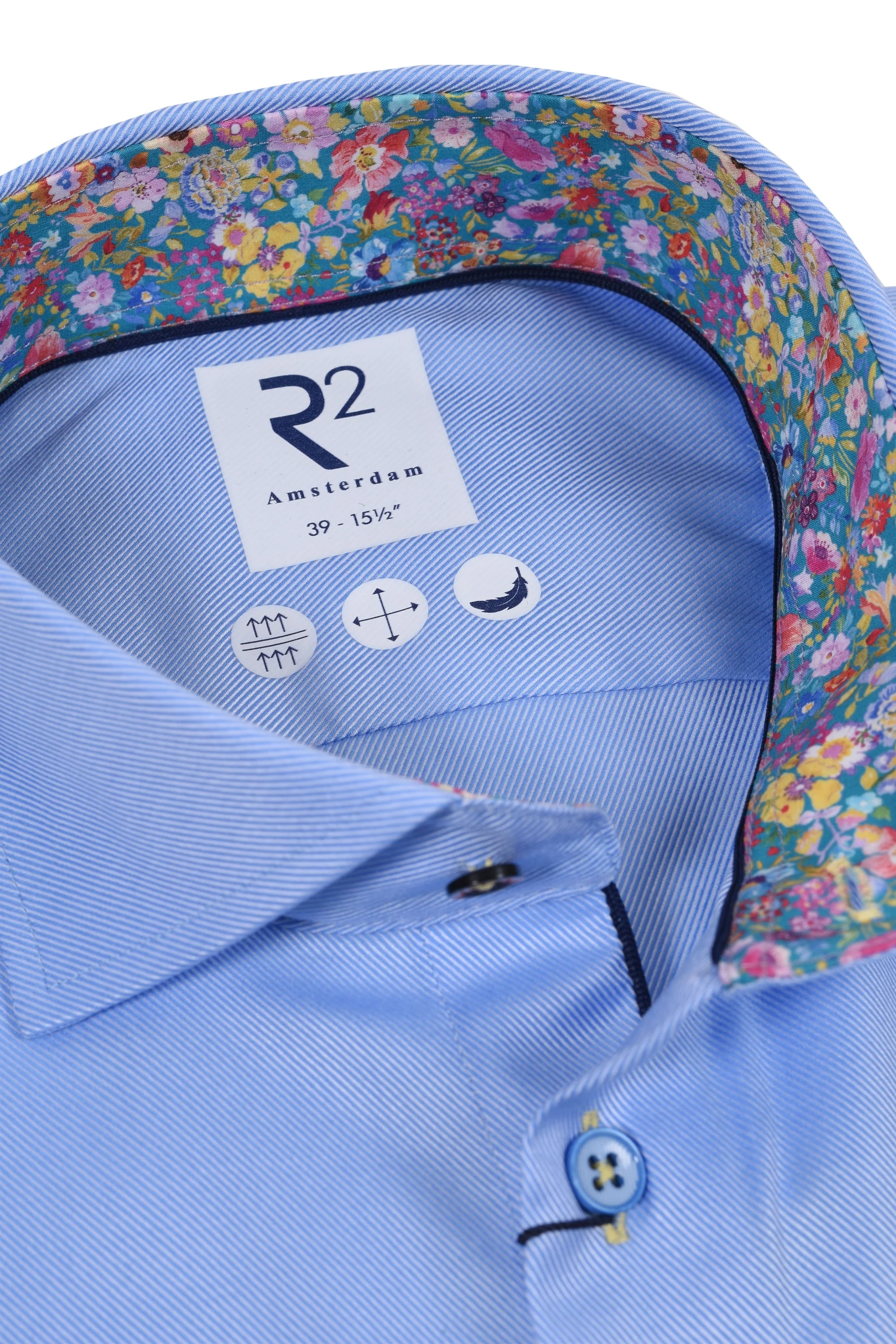 R2 Cut Away Collar Long Sleeved Shirt Light Blue - Image 2