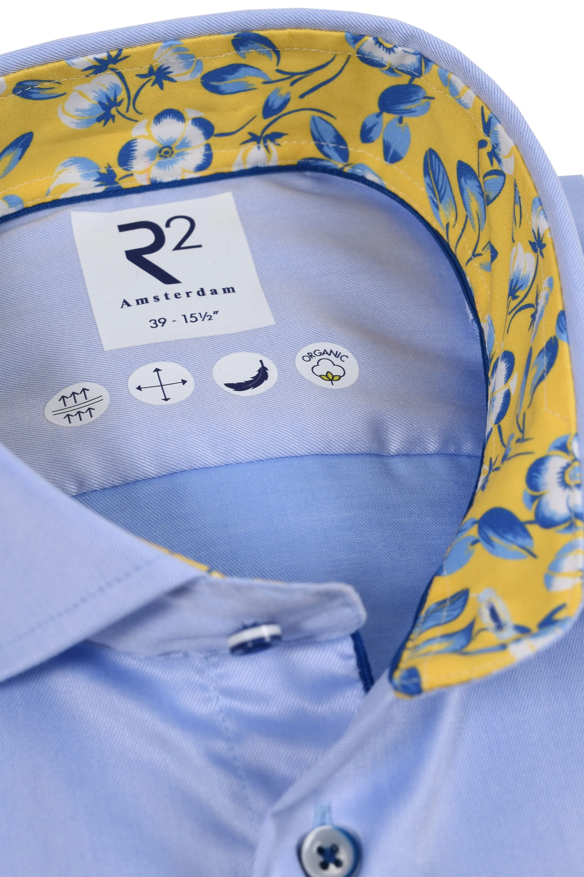 R2 Cut Away collar Long Sleeved Shirt Light Blue - Image 2