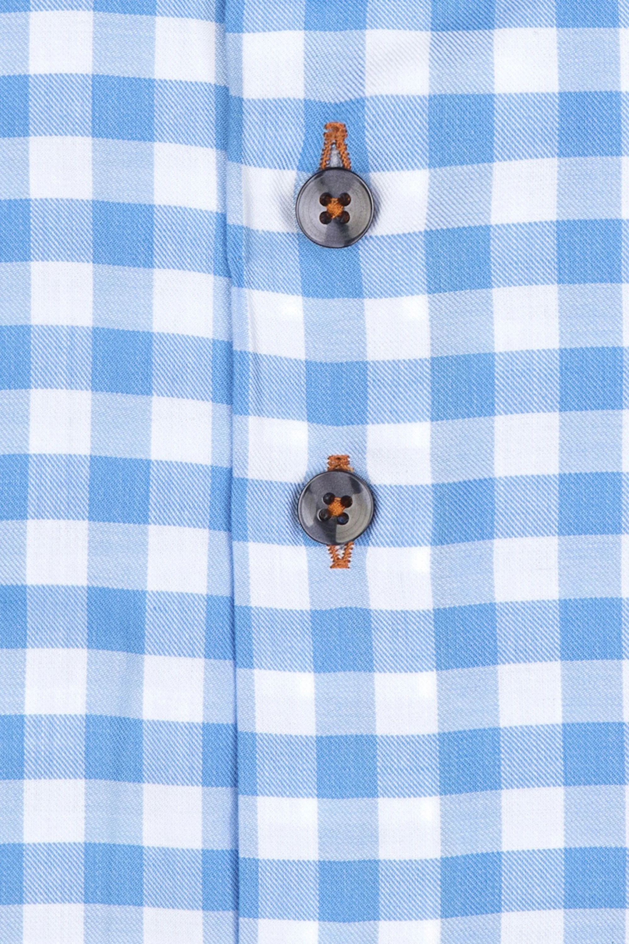 R2 Cut Away Collar Long Sleeved Shirt Light Blue Check - Image 3