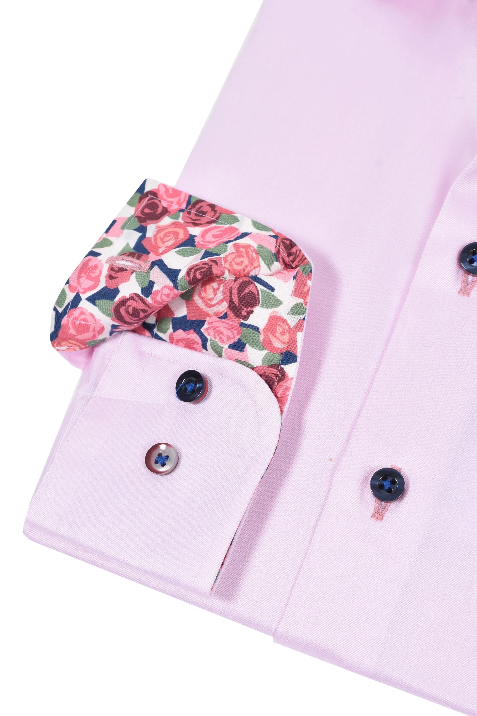 R2 Cut Away Collar Long Sleeved Shirt Pink with Rose Trim - Image 5