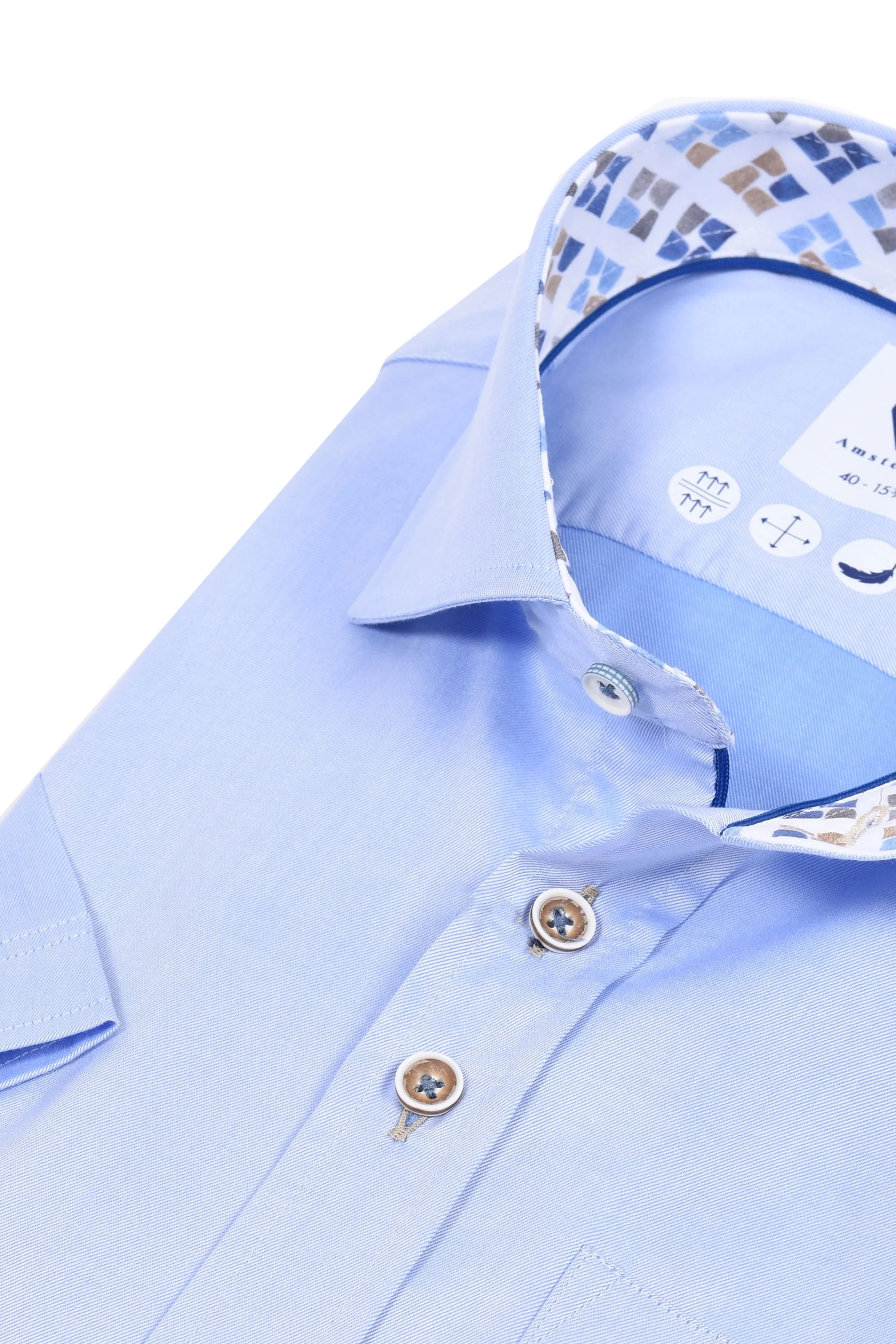 R2 Cut Away Collar Short Sleeved Shirt Light Blue - Image 3