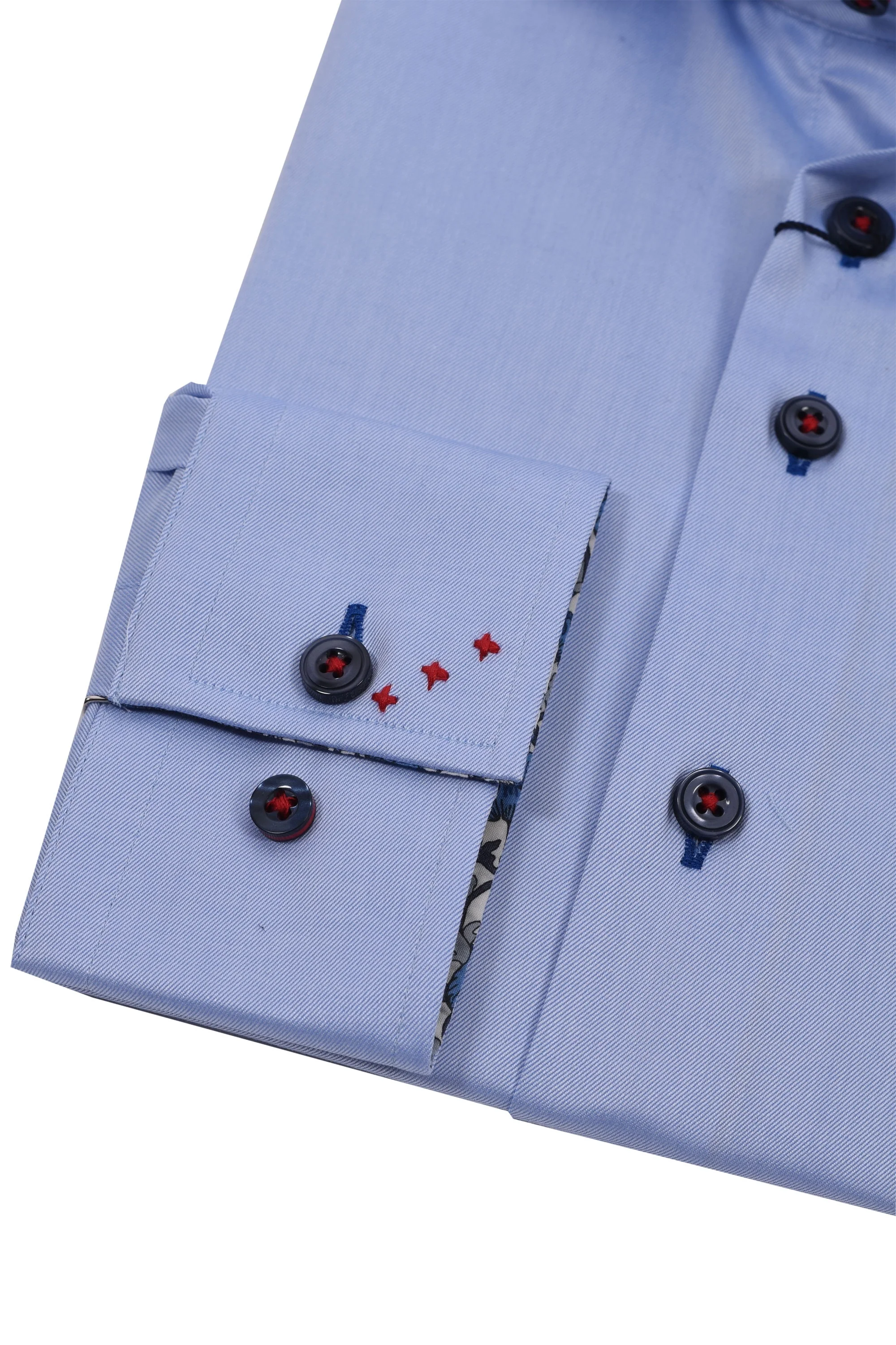 R2 Cutaway Collar Shirt Trimmed With Liberty Print Light Blue - Image 3