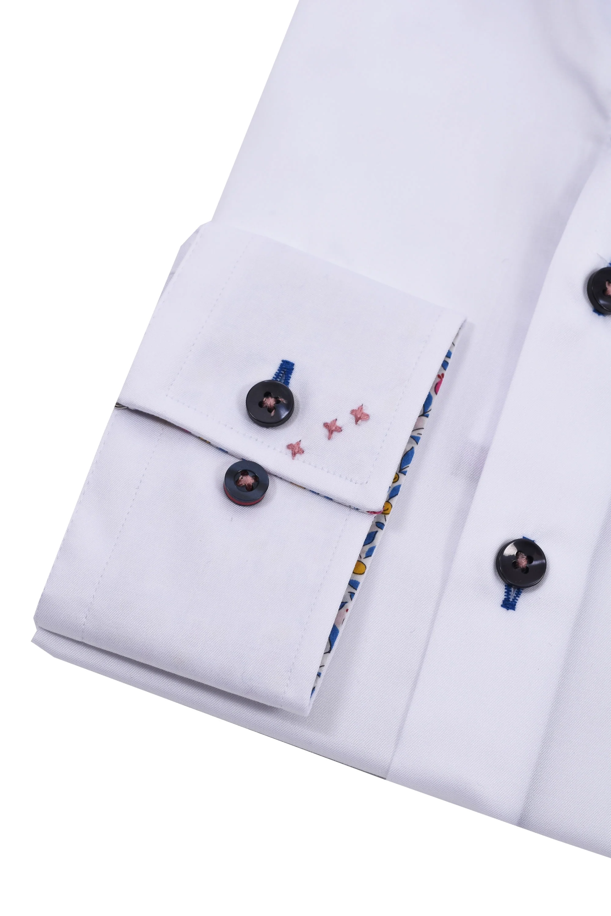 R2 Cutaway Collar Shirt Trimmed With Micro Liberty Print White - Image 3