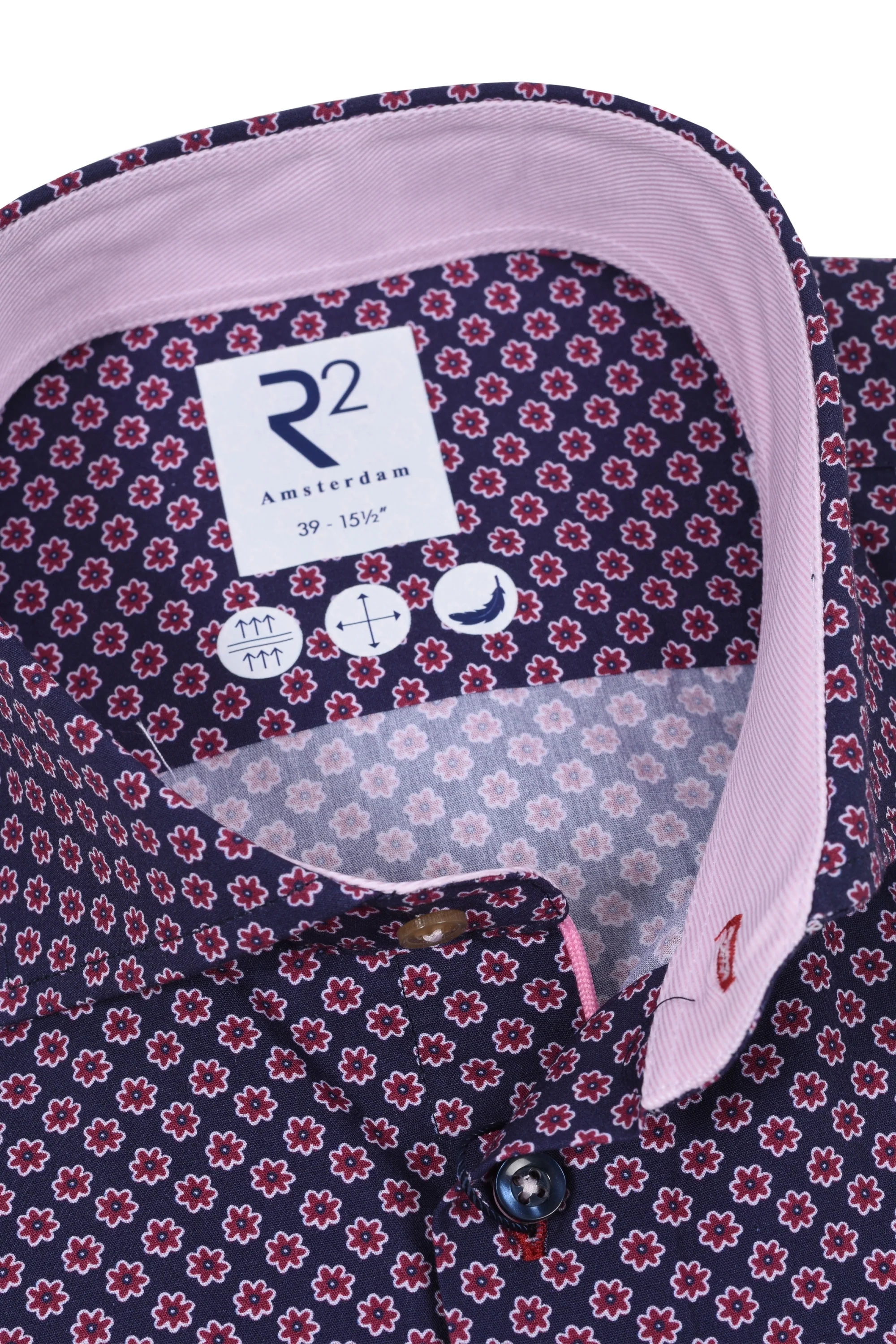 R2 Floral Print Shirt Navy And Pink - Image 2