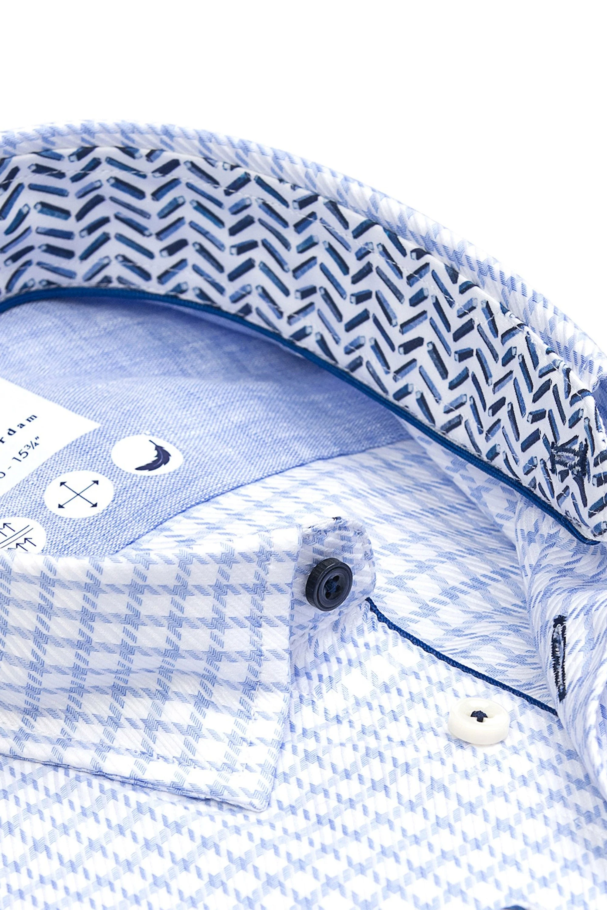 R2 Hidden Button Down Collar Light Blue Check - Image 2