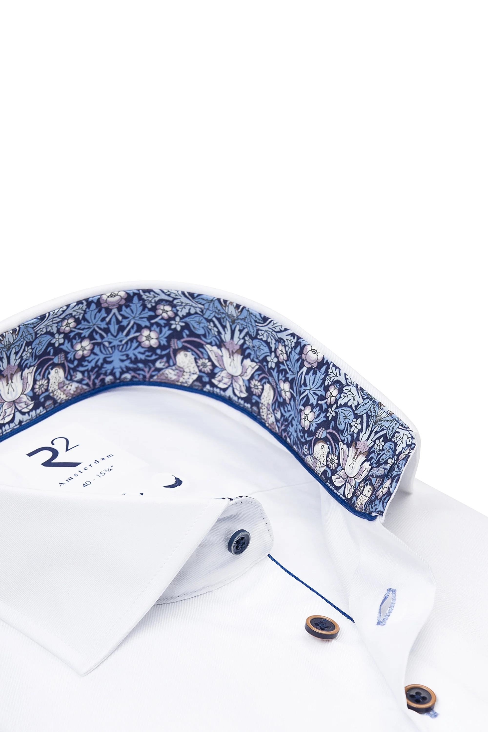 R2 Liberty Print Cut Away Collar Shirt White - Image 2