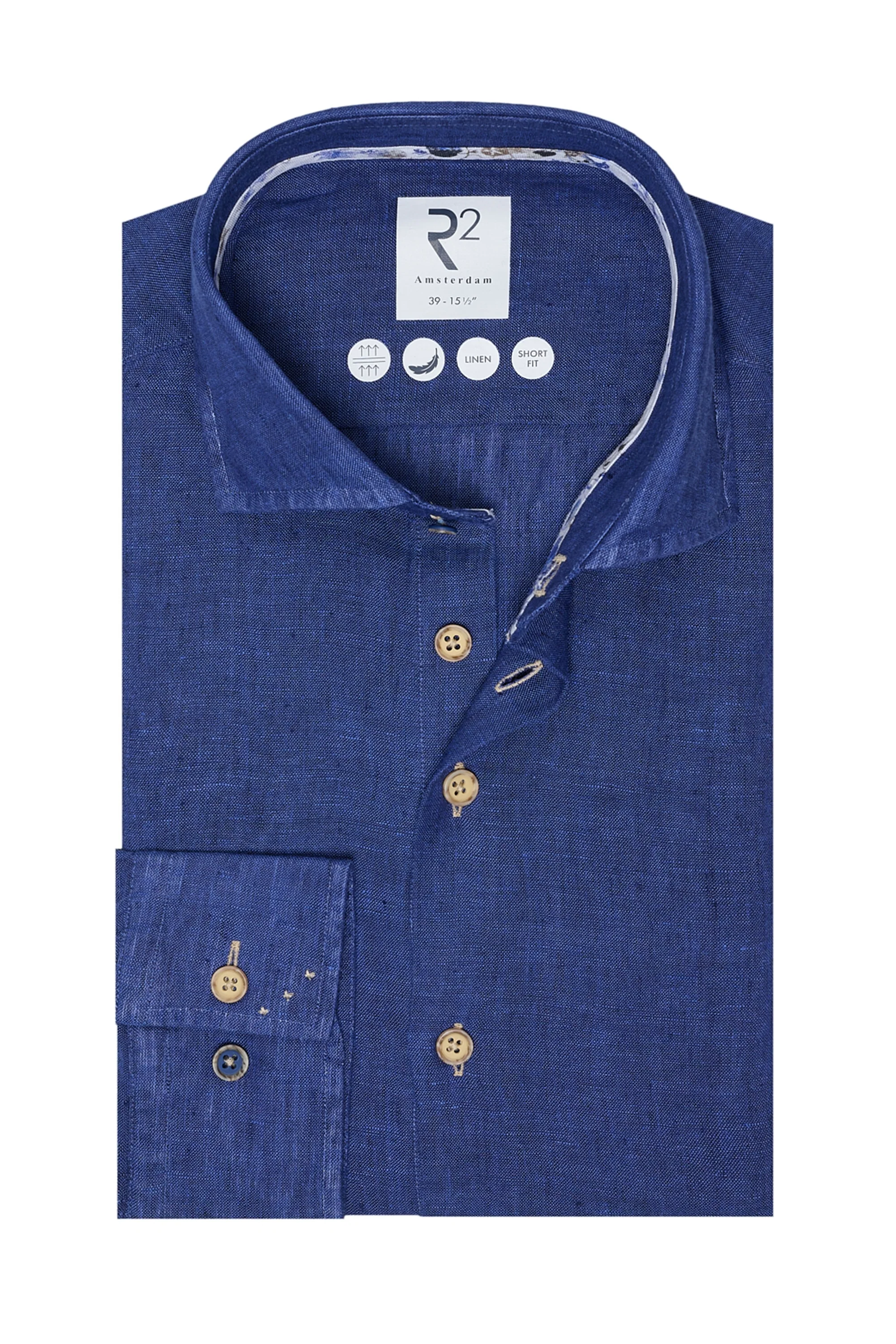 R2 Long Sleeved Linen Shirt Cobalt