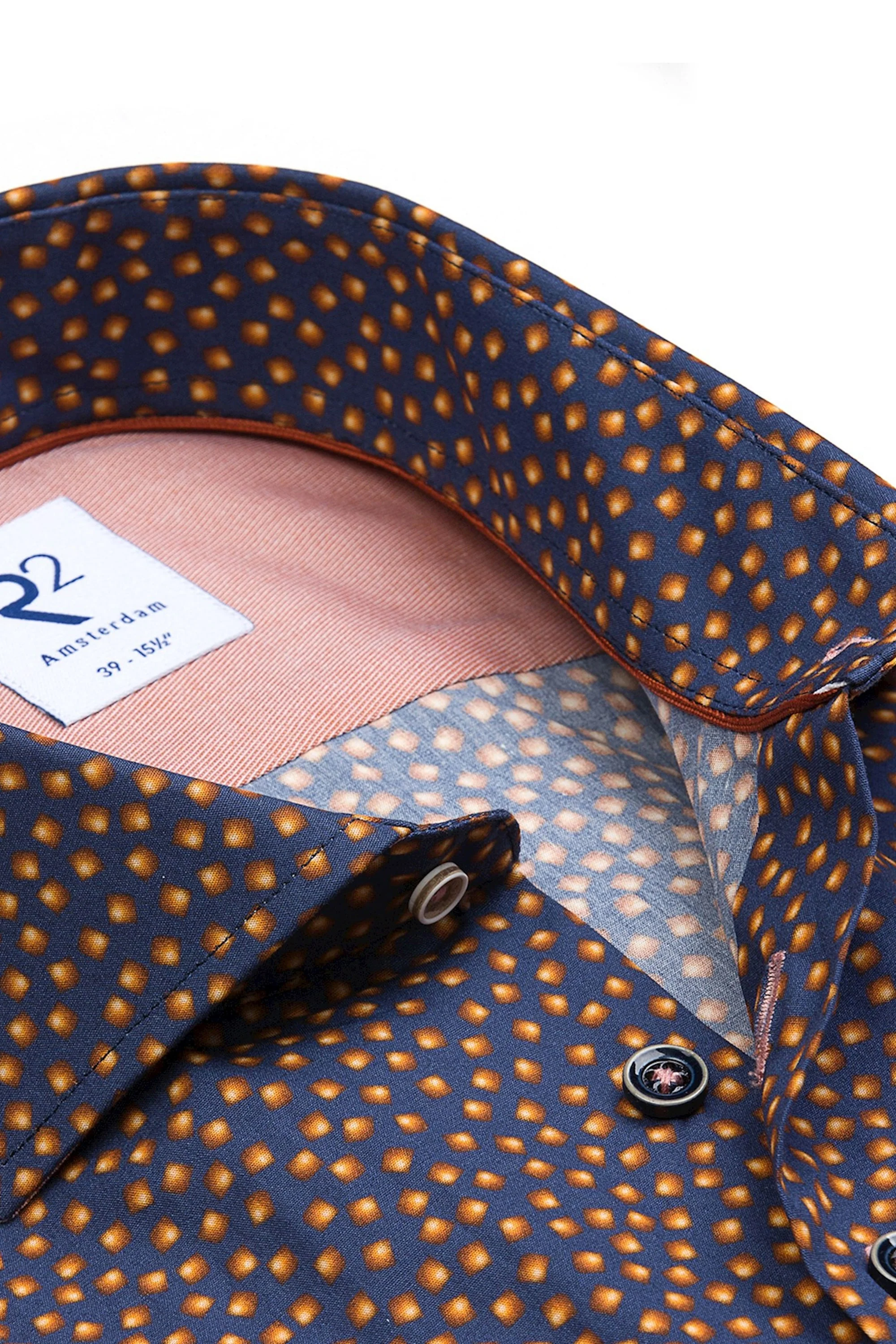 R2 Navy Patterened Shirt Navy Patterned - Image 2