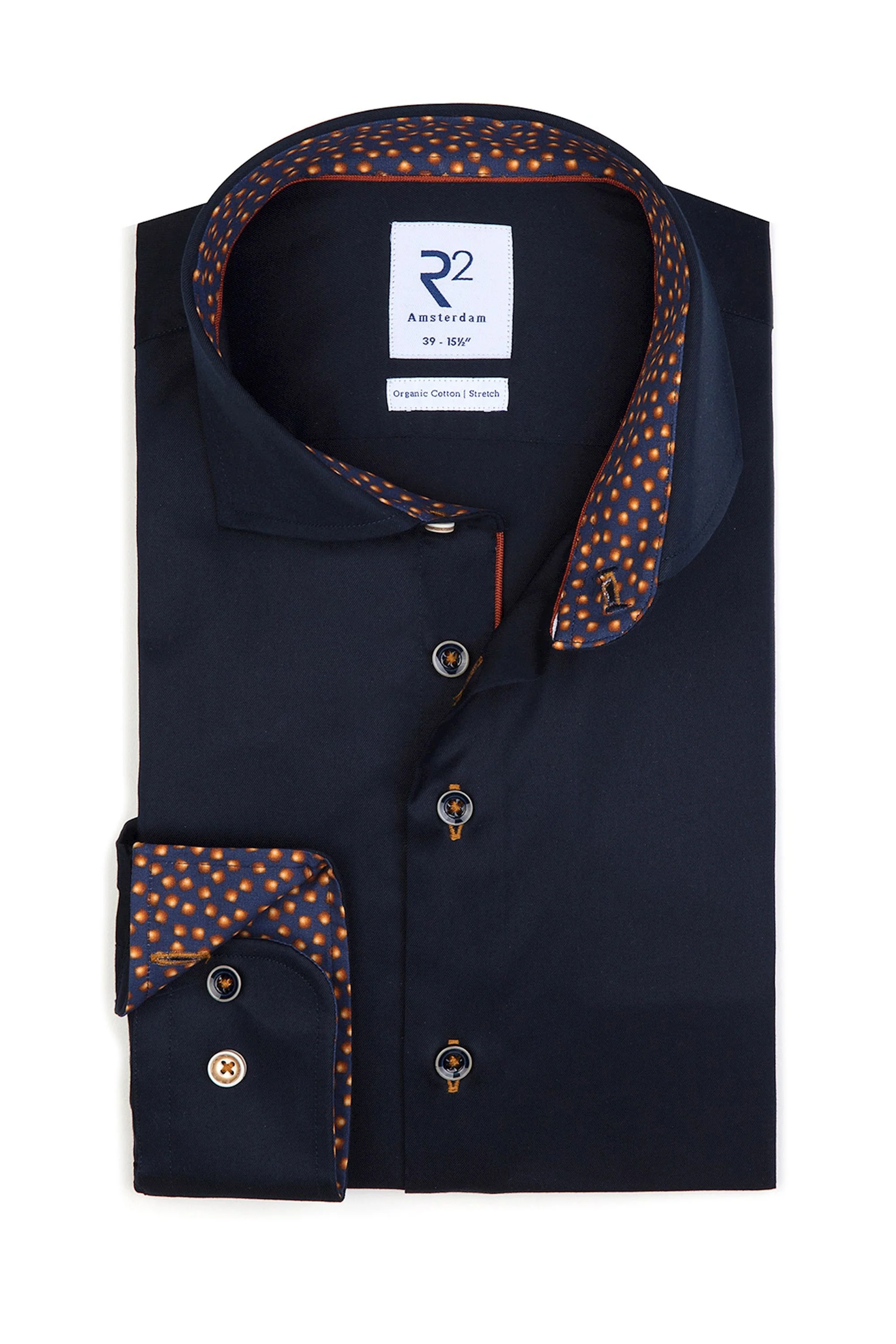 R2 Navy With Orange Trimmed Shirt Navy