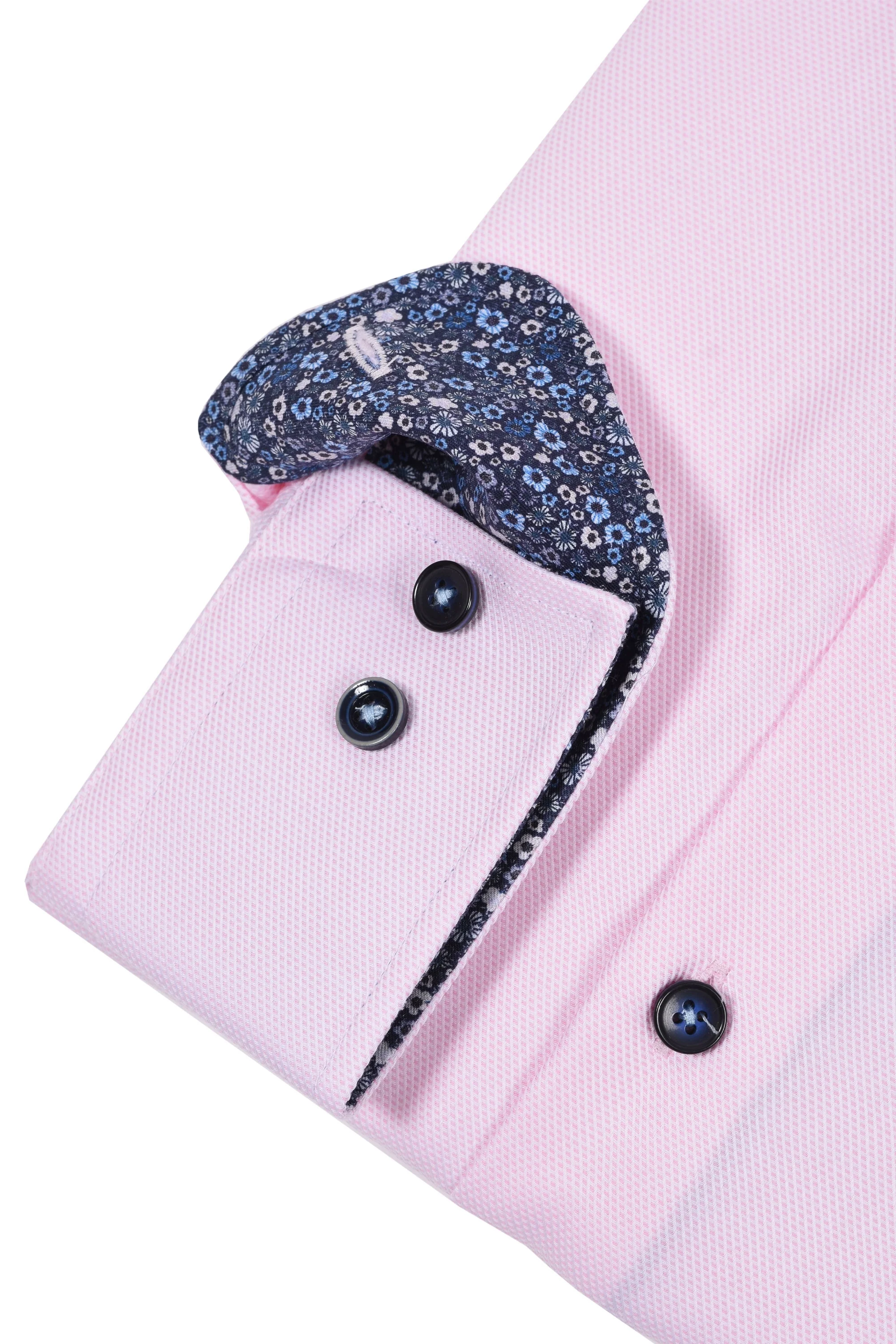 R2 Non Iron Long Sleeved Shirt Pink Floral Trim - Image 3
