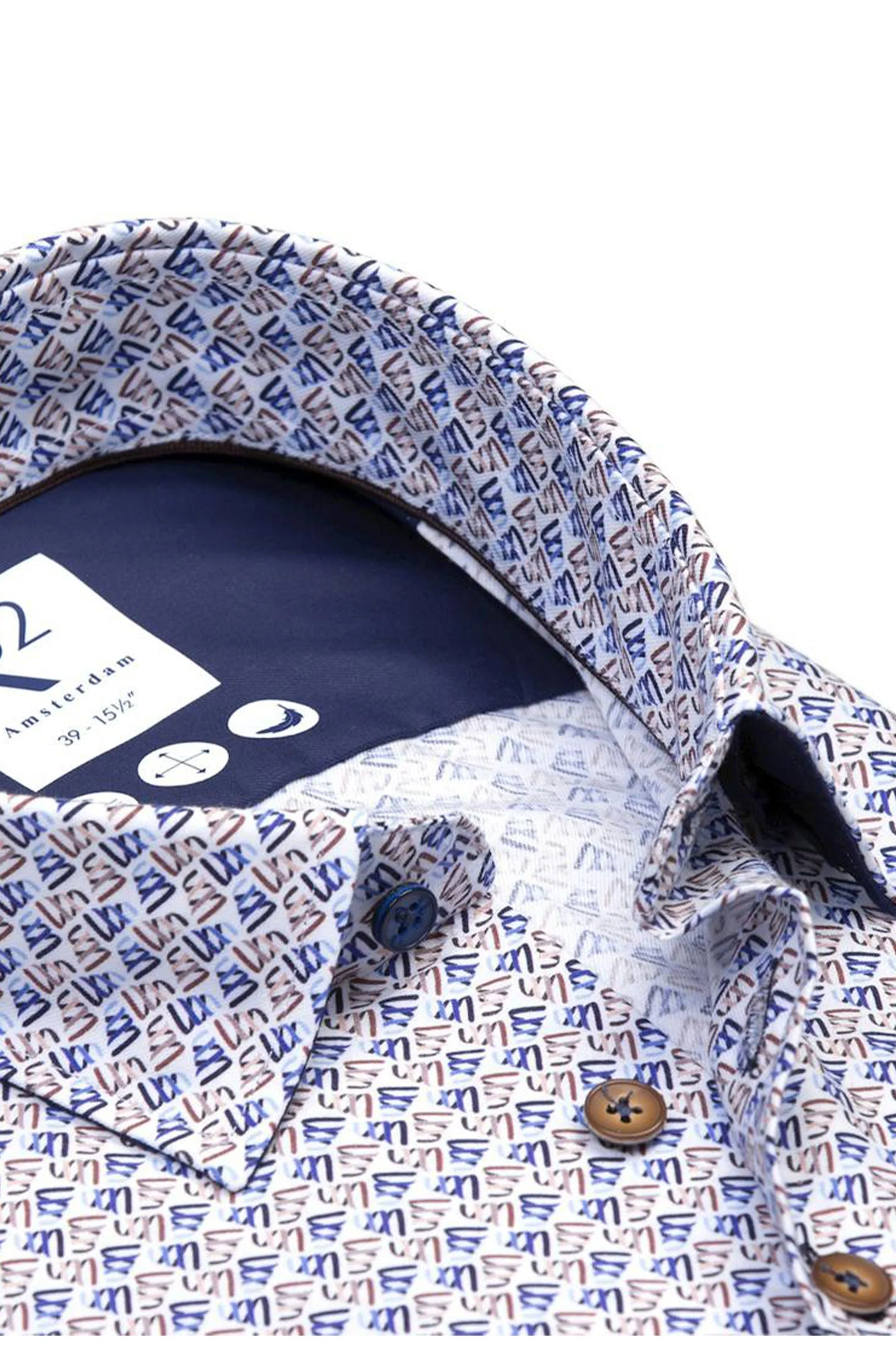 R2 Patterned Long Sleeved Shirt Blue - Image 2