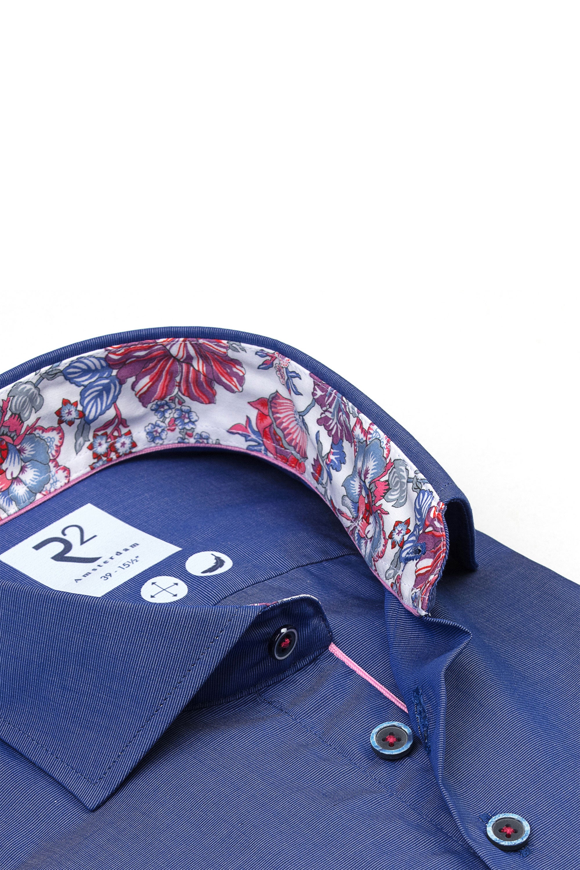 R2 CUT AWAY COLLAR LONG SLEEVED SHIRT BLUE - Image 2
