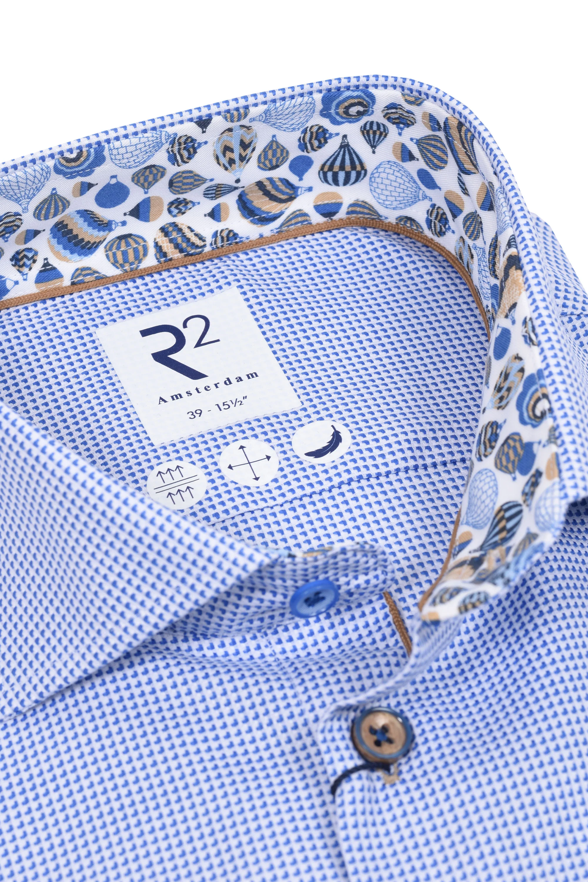 R2 Cut Away Collar Long Sleeved Shirt Blue - Image 2