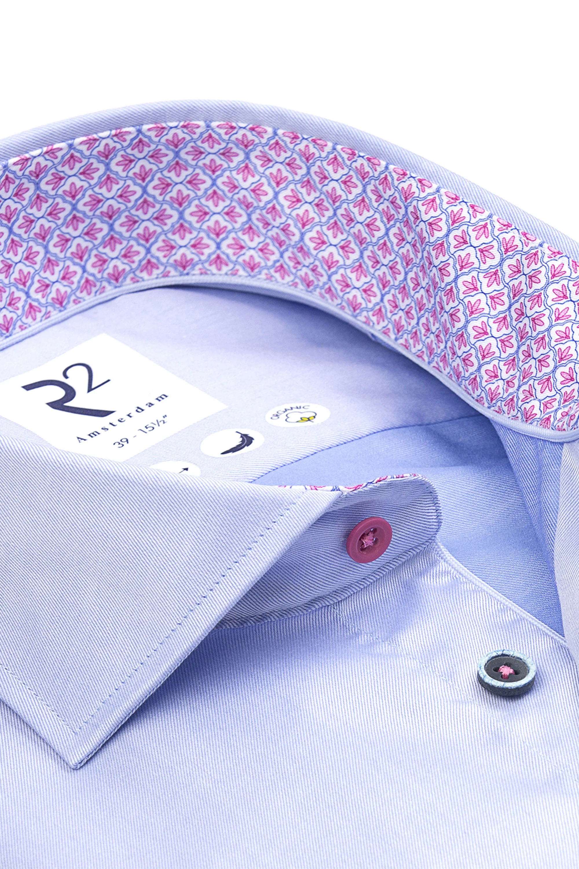 R2 CUT AWAY COLLAR LONG SLEEVED SHIRT LIGHT BLUE - Image 2
