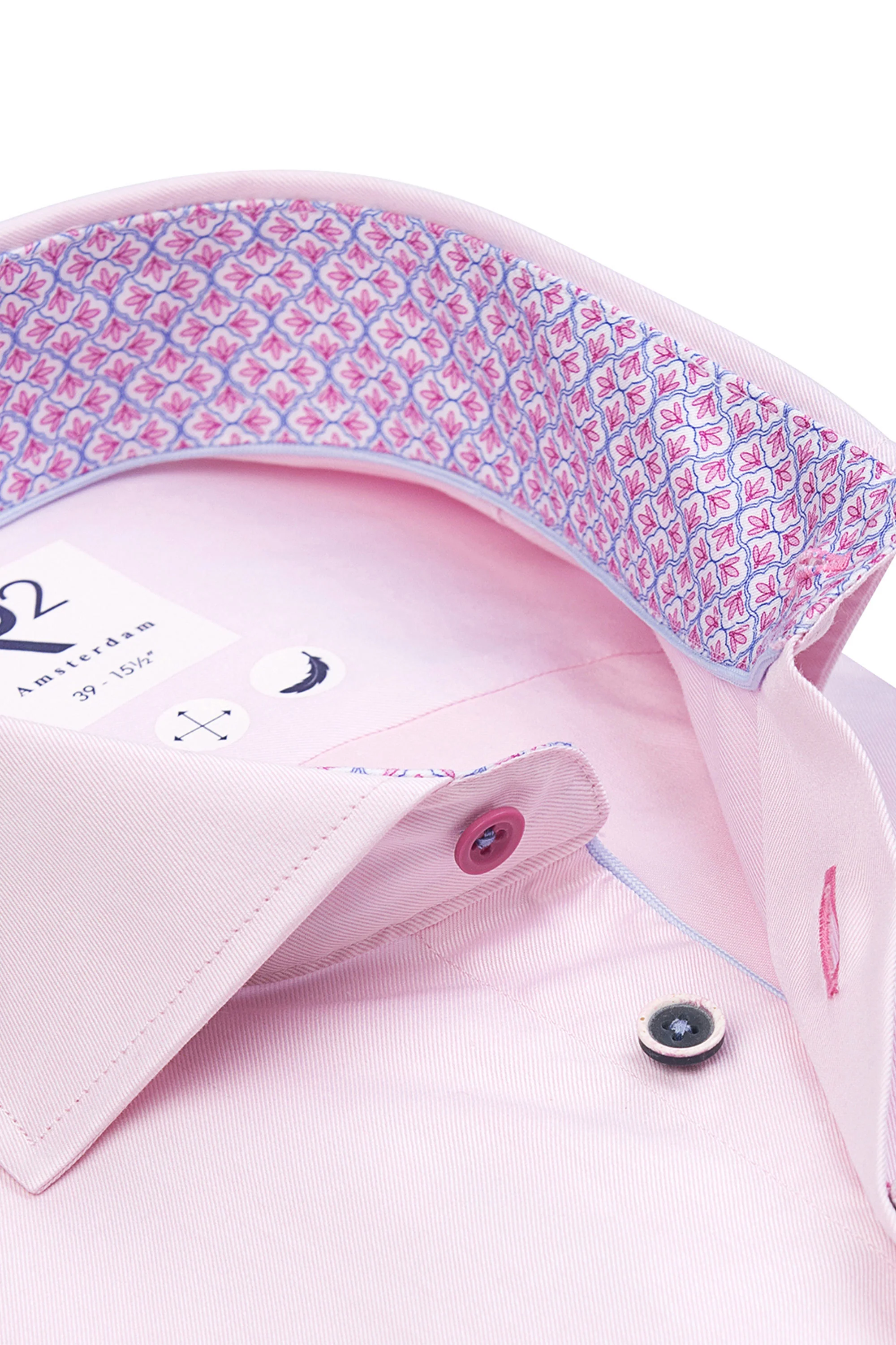 R2 CUT AWAY COLLAR LONG SLEEVED SHIRT PINK - Image 2