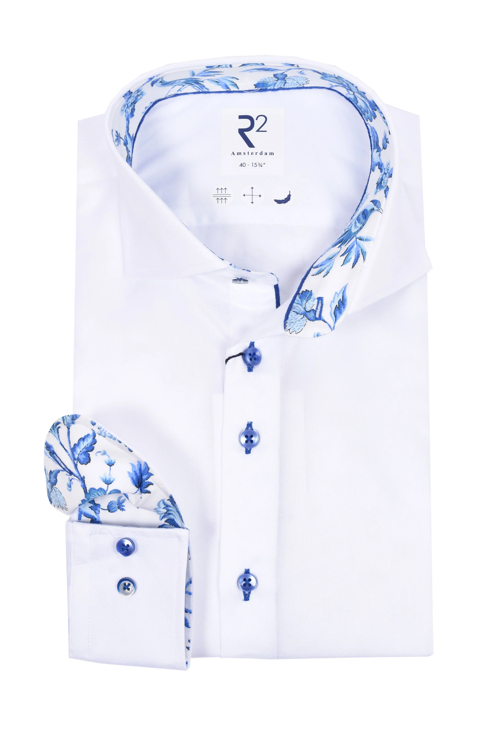 R2 Cut Away Collar Long Sleeved Shirt White
