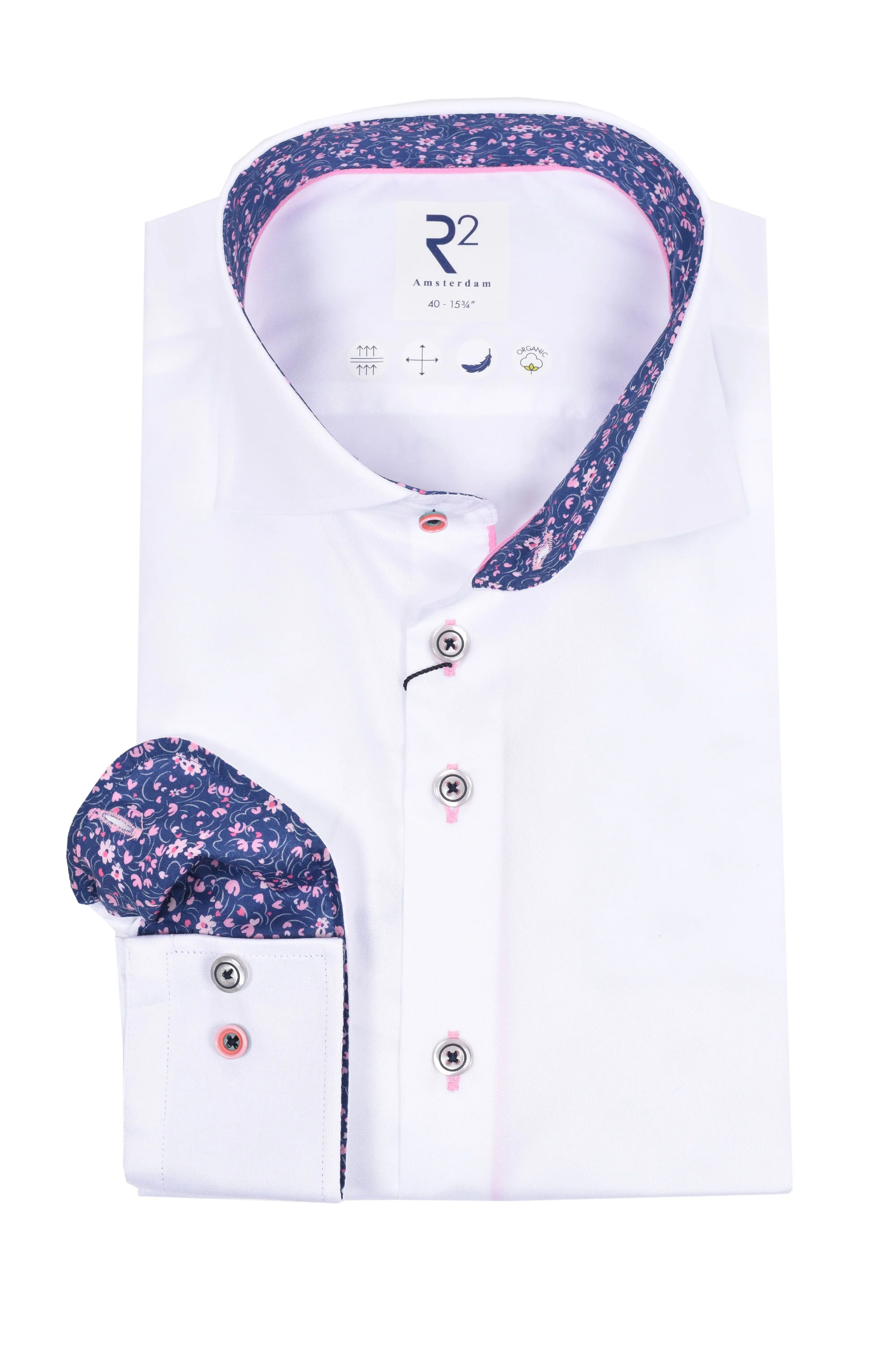 R2 Cut Away Collar Long Sleeved Shirt White