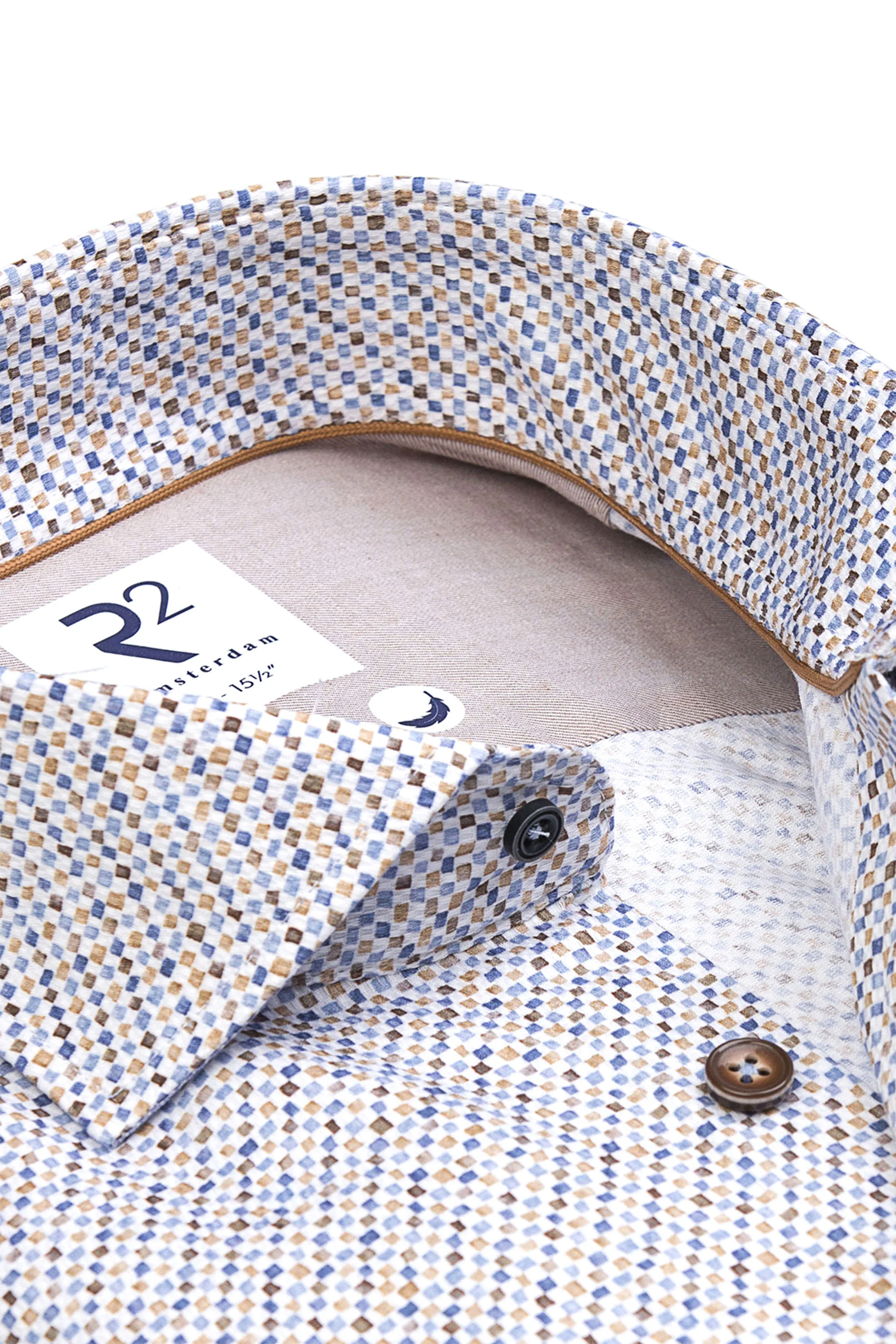 R2 Long Sleeved Cut Away Collar Pattered Shirt - Image 2