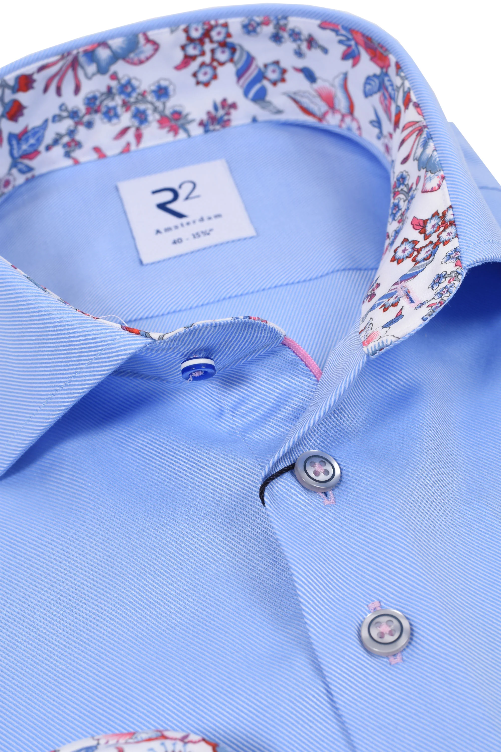 R2 LONG SLEEVED CUT AWAY COLLAR SHIRT LIGHT BLUE - Image 2