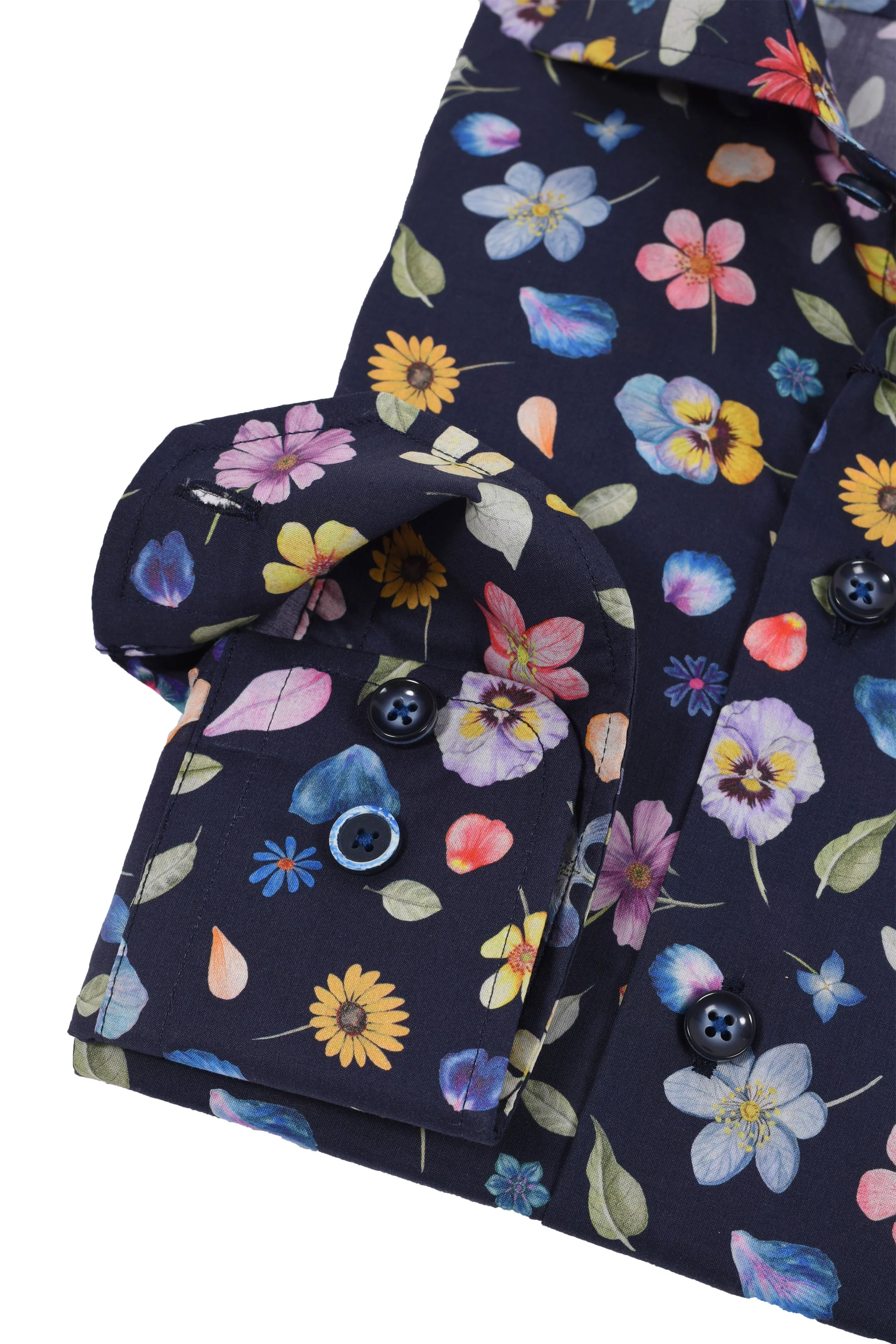 R2 LONG SLEEVED CUT AWAY COLLAR SHIRT NAVY FLORAL - Image 3