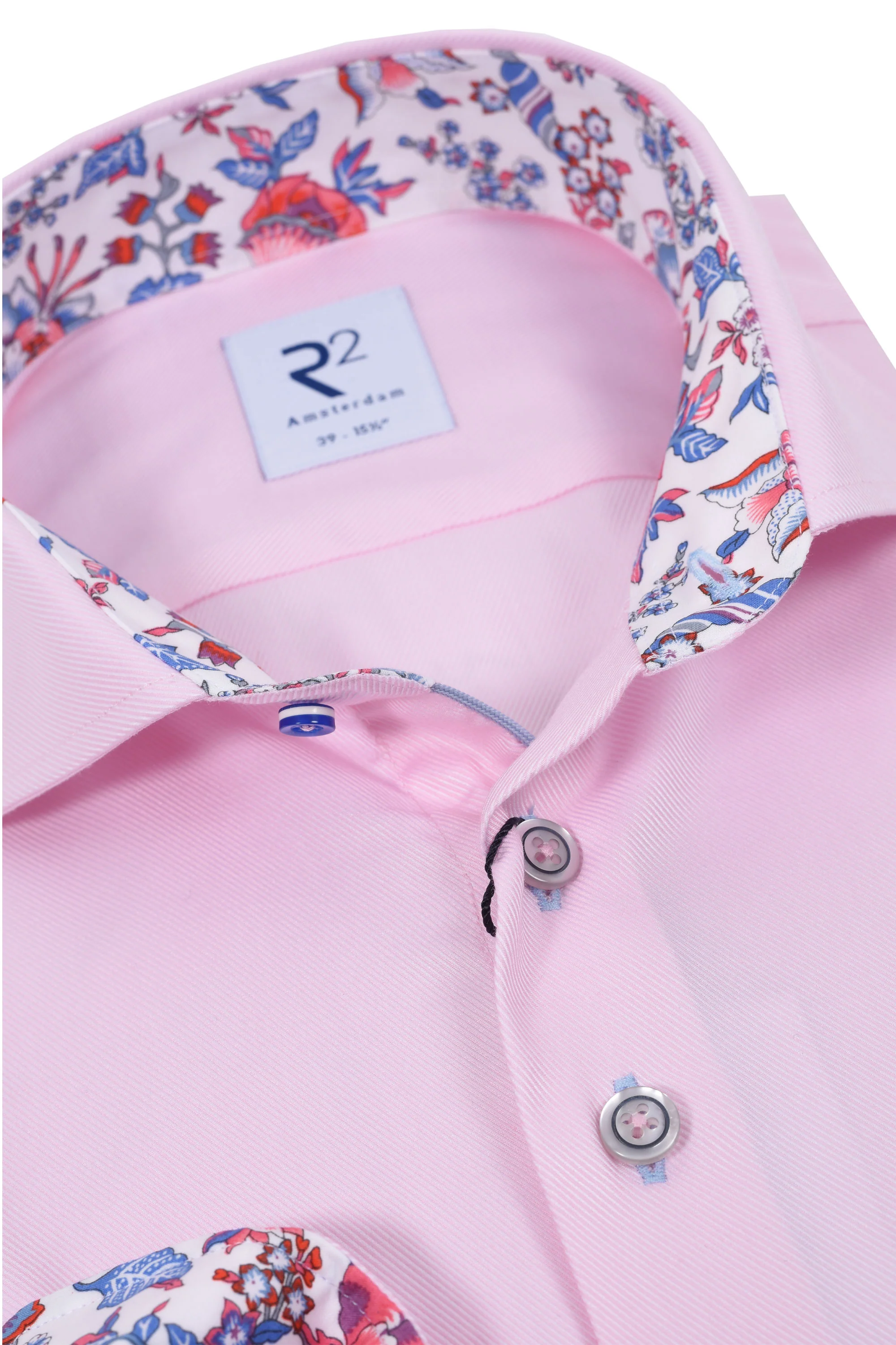 R2 LONG SLEEVED CUT AWAY COLLAR SHIRT PINK - Image 2