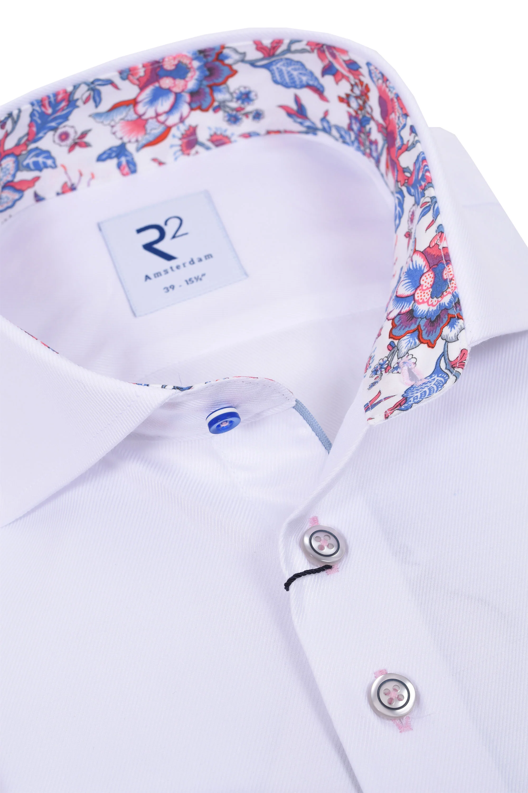 R2 LONG SLEEVED CUT AWAY COLLAR SHIRT WHITE - Image 2
