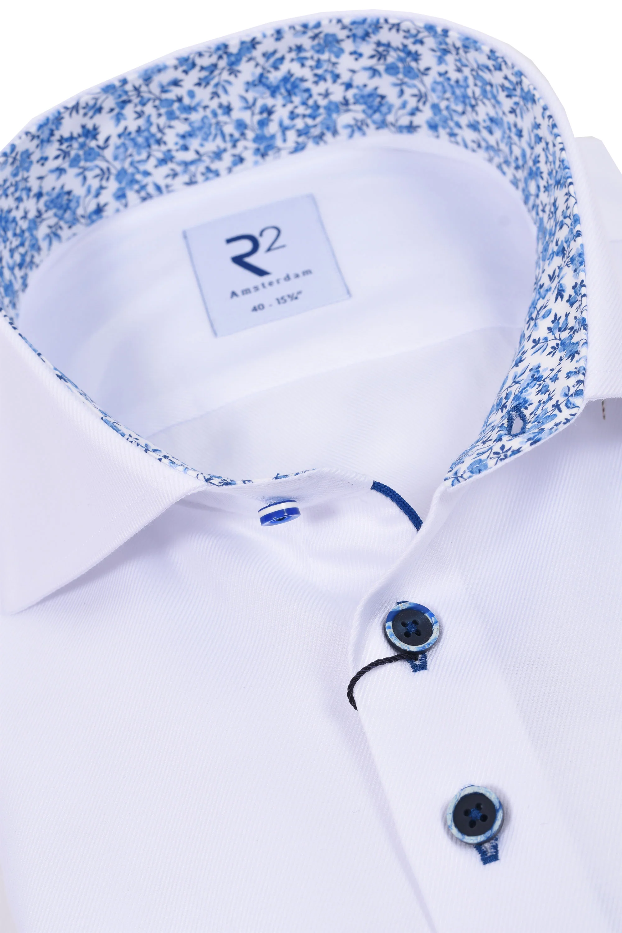 R2 LONG SLEEVED CUT AWAY COLLAR SHIRT WHITE - Image 2