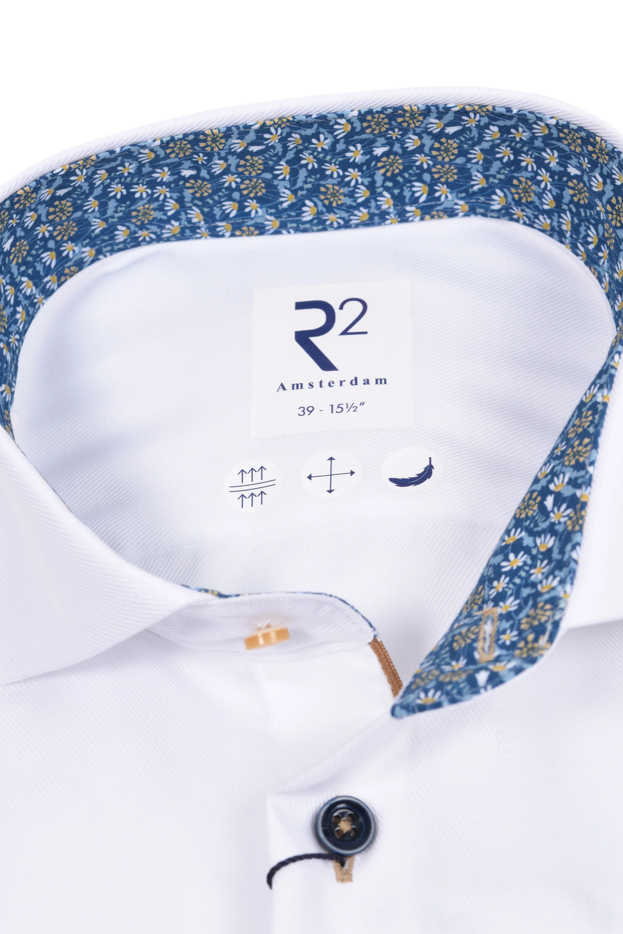 R2 Long Sleeved Cut Away Collar Shirt White - Image 2