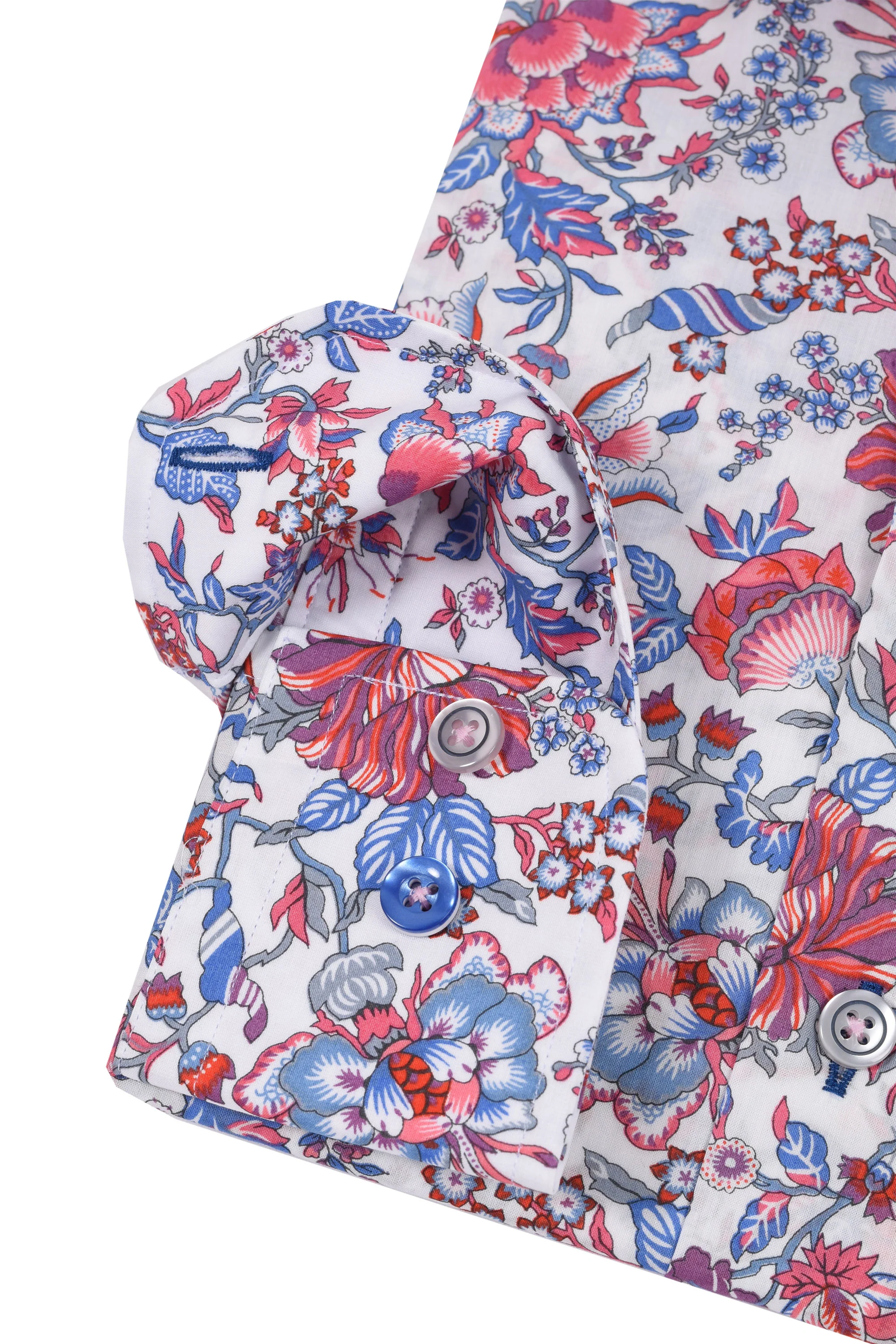 R2 LONG SLEEVED CUT AWAY COLLAR SHIRT WHITE FLORAL - Image 3