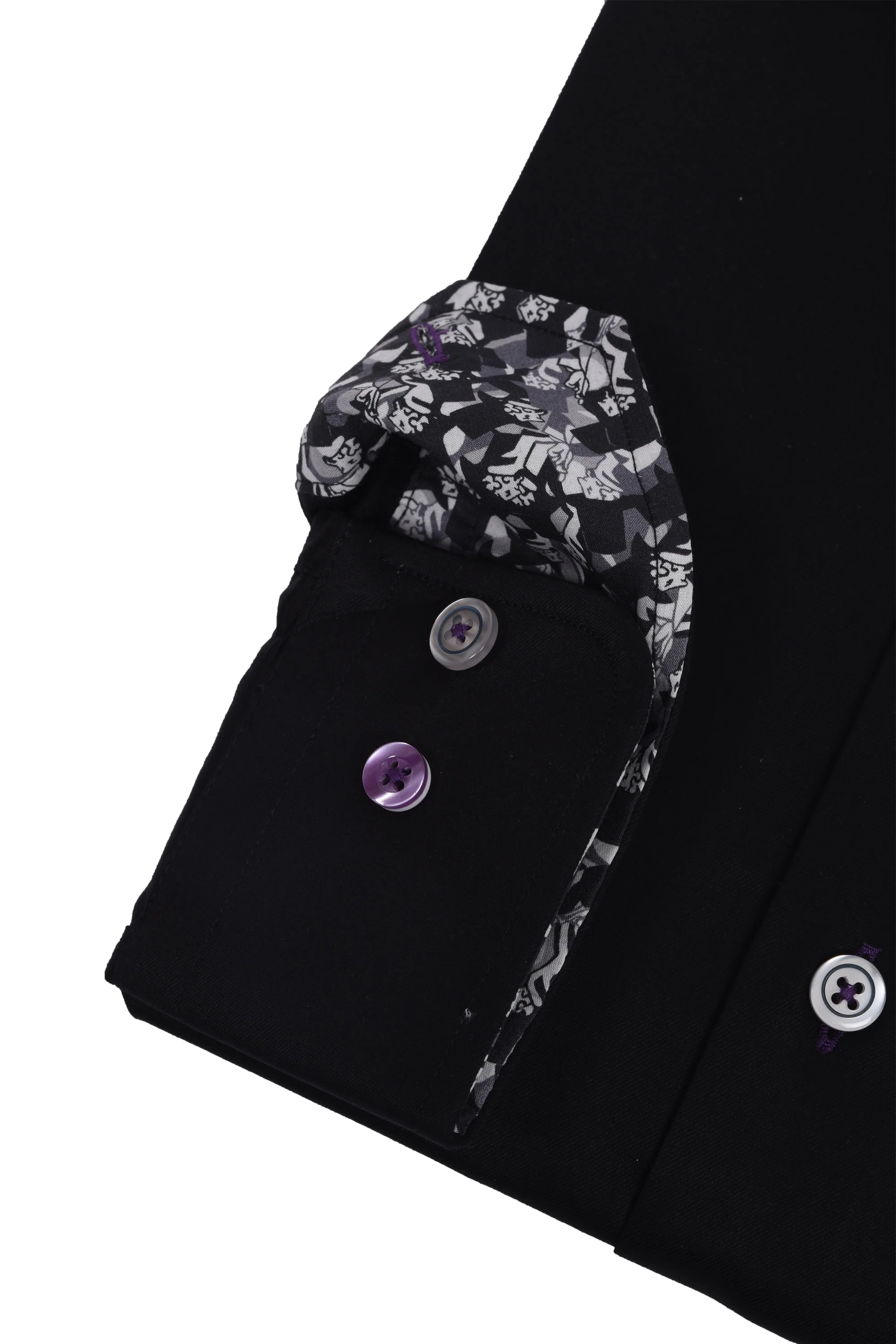 R2 Long Sleeved Cut Away Collar Shirt Black - Image 3