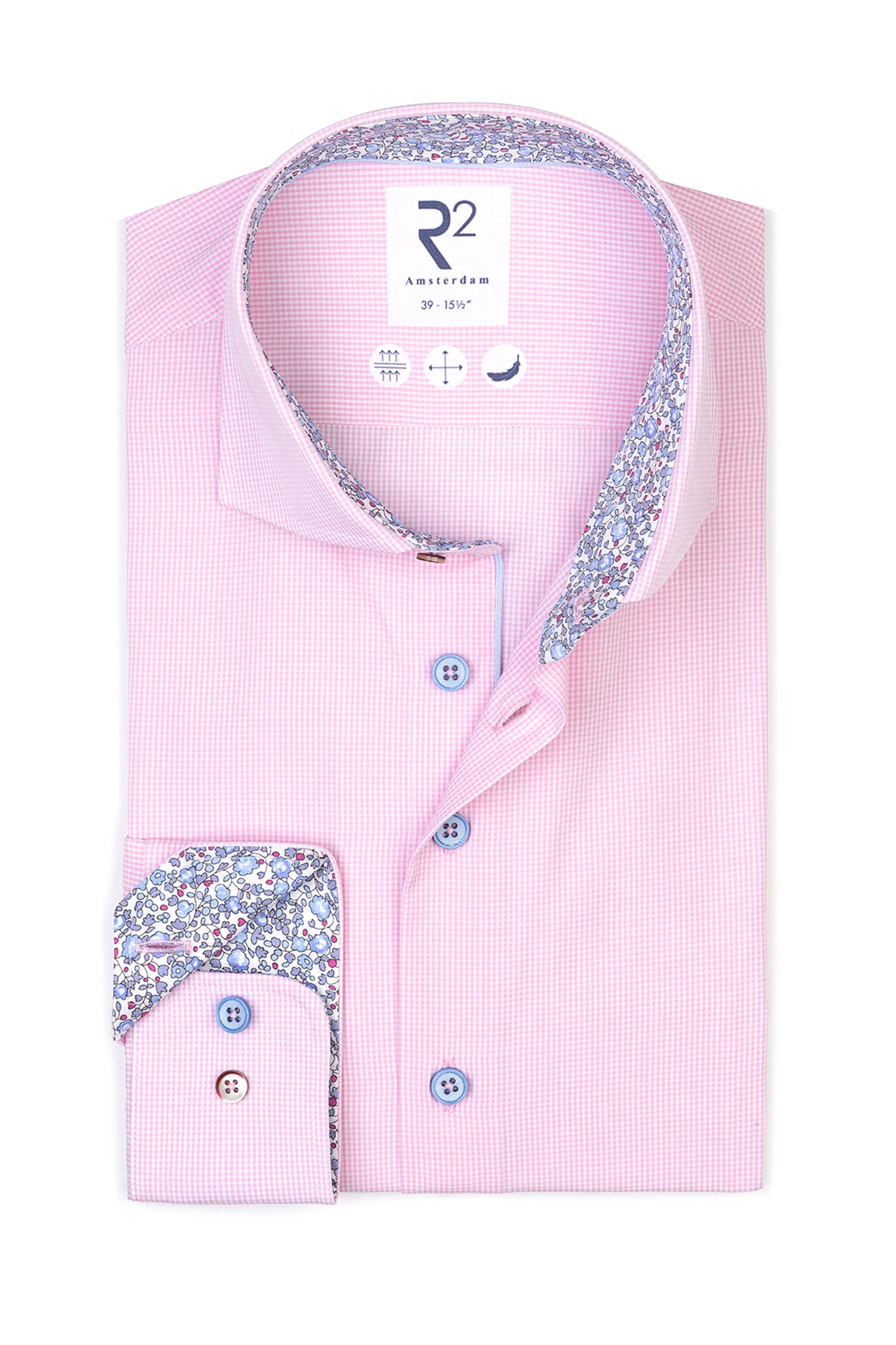 R2 LONG SLEEVED SHIRT PINK CHECK