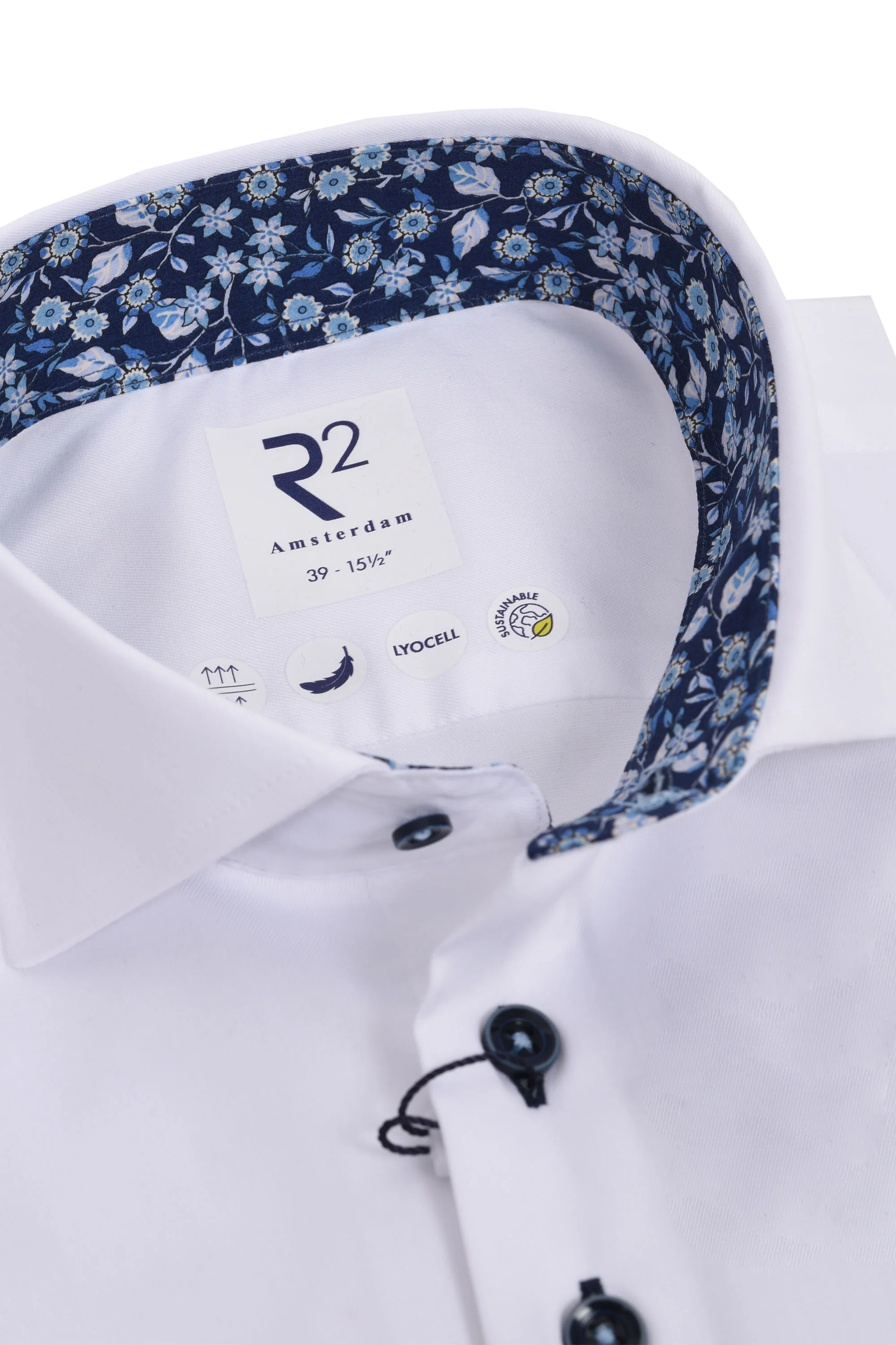 R2 Long Sleeved Cut Away Collar Shirt White - Image 2