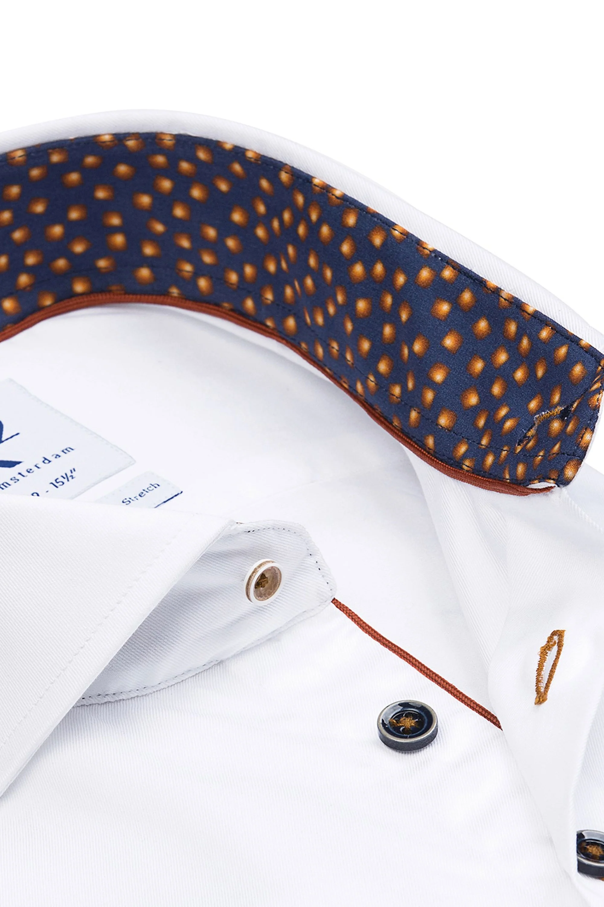 R2 White Shirt With Navy And Orange Trim White - Image 2