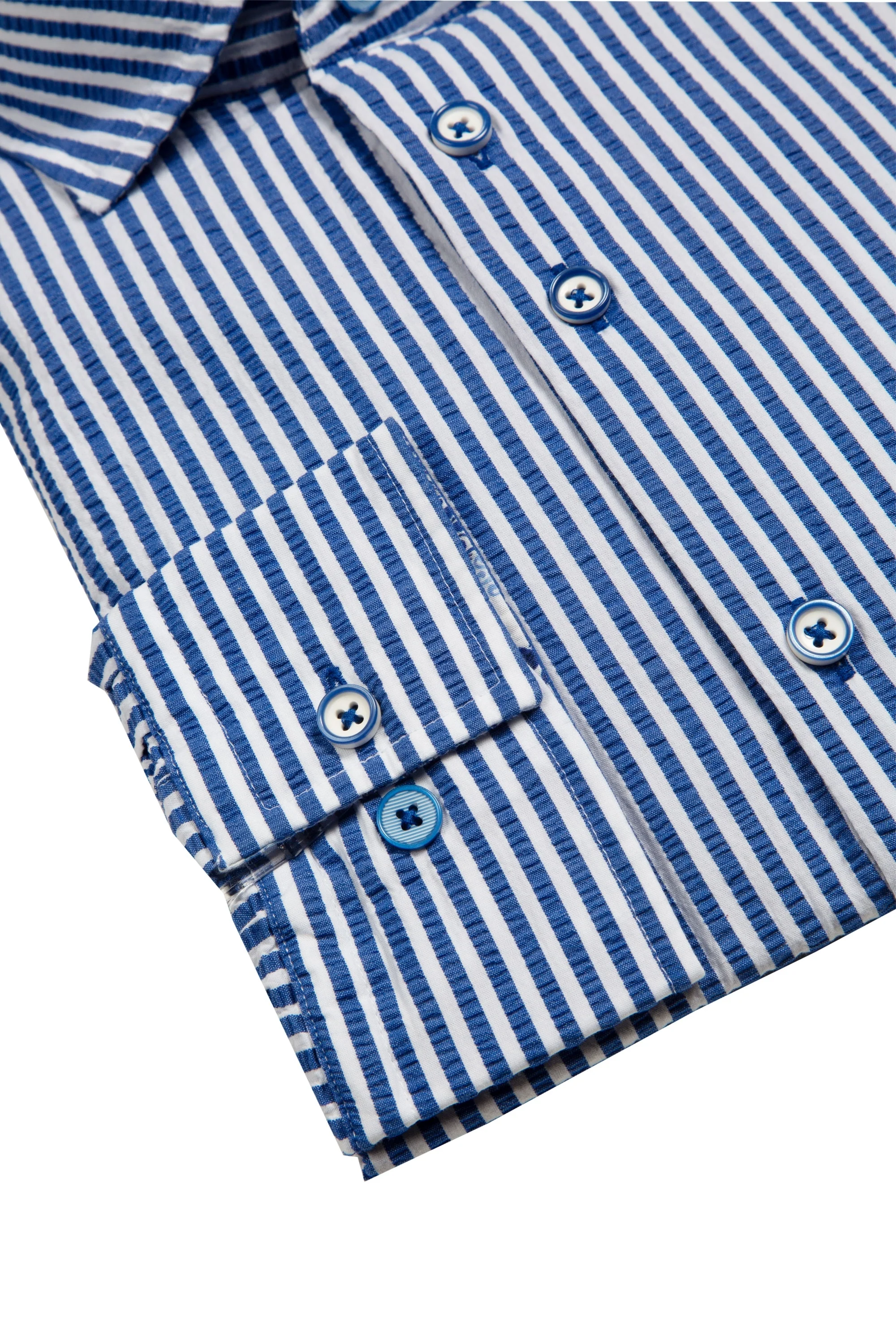 R2 Widespread Collar Long Sleeved Shirt Blue Stripe - Image 3