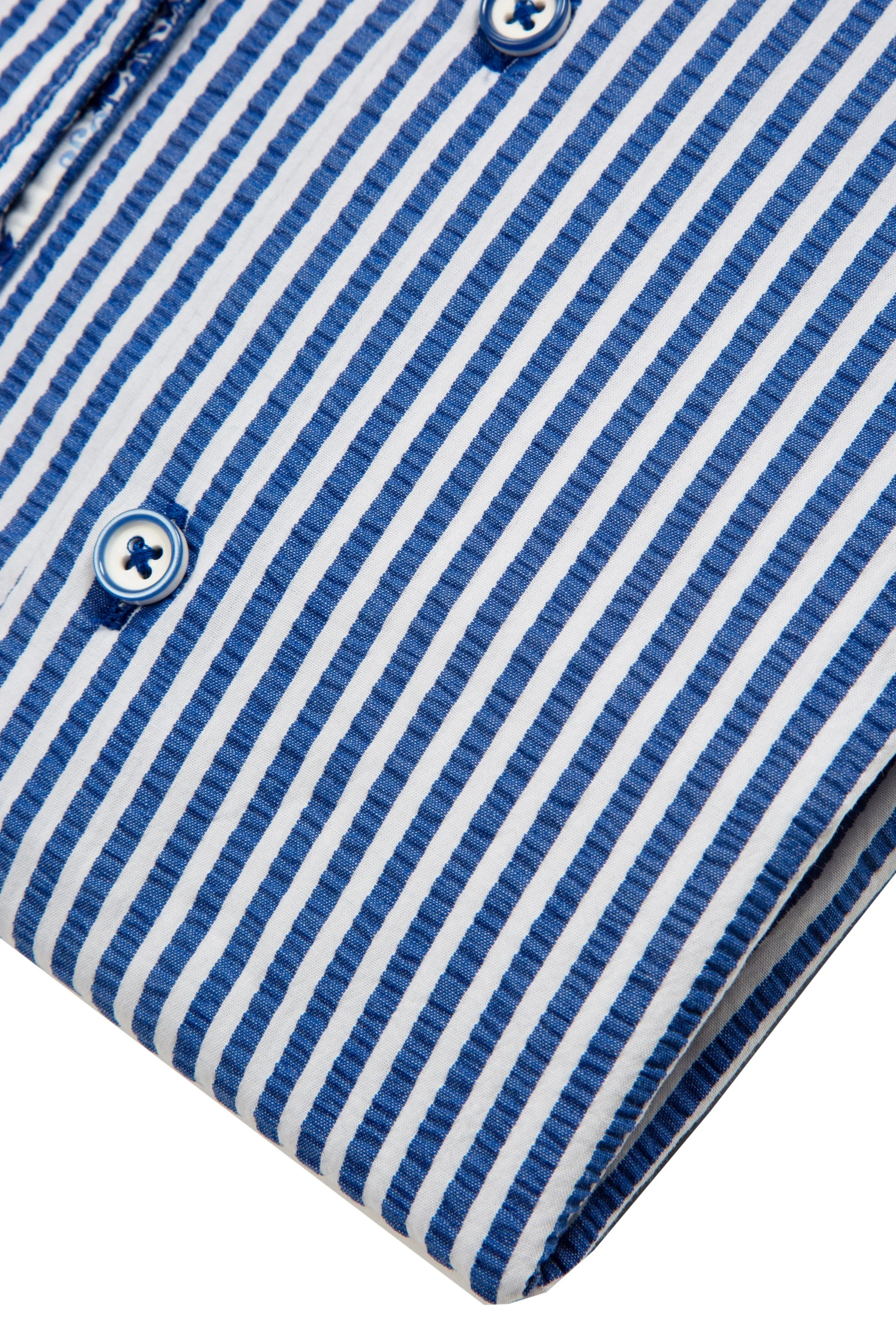 R2 Widespread Collar Long Sleeved Shirt Blue Stripe - Image 4