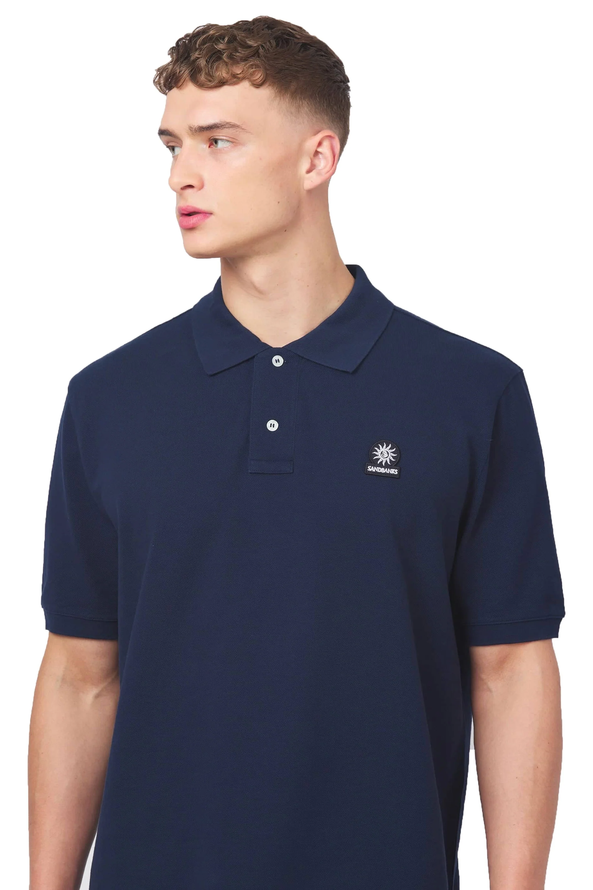 Sandbanks Badge Logo Polo Shirt Navy - Image 3