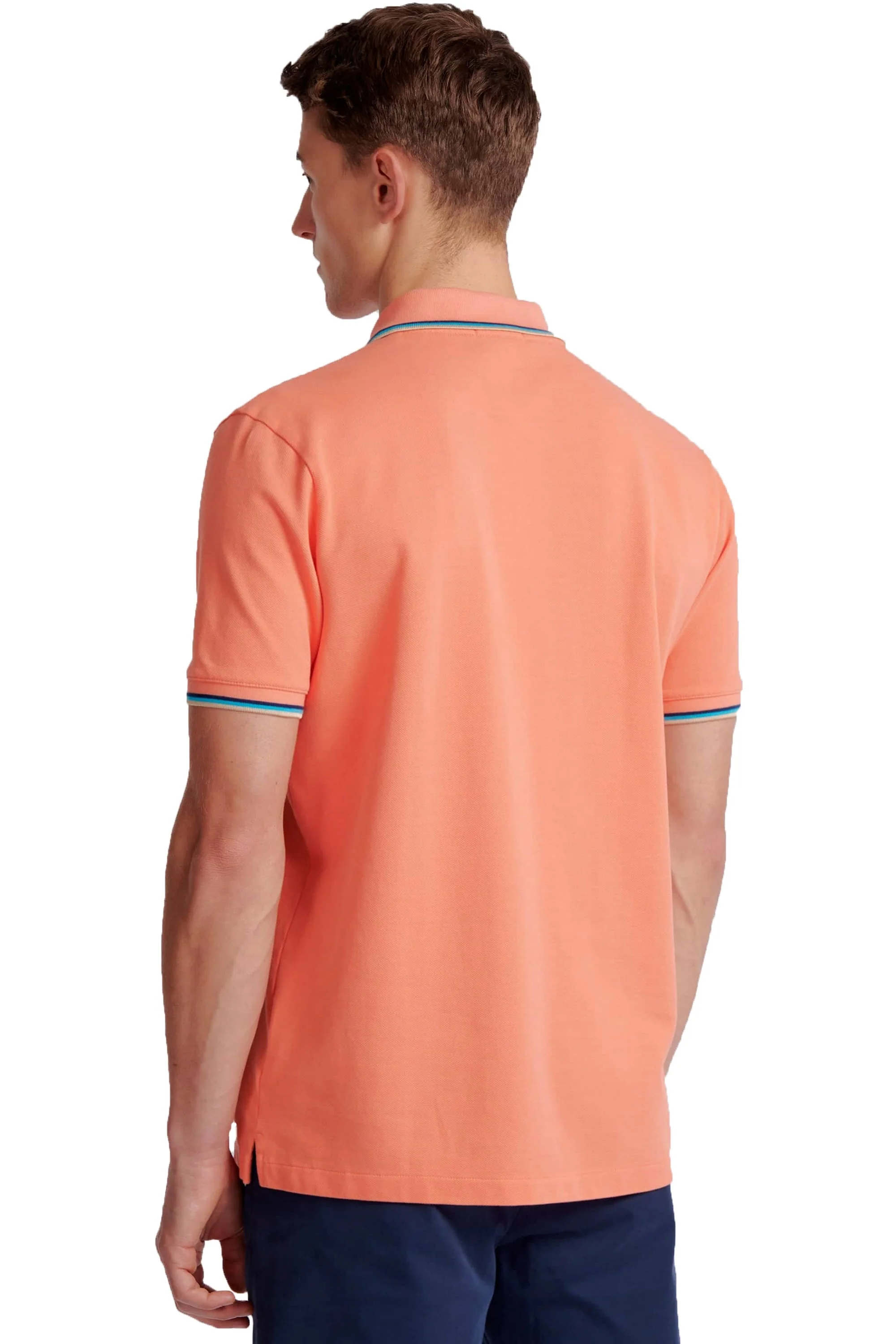 Sandbanks Badge Logo Tipped Sleeve Polo Shirt Coral - Image 3