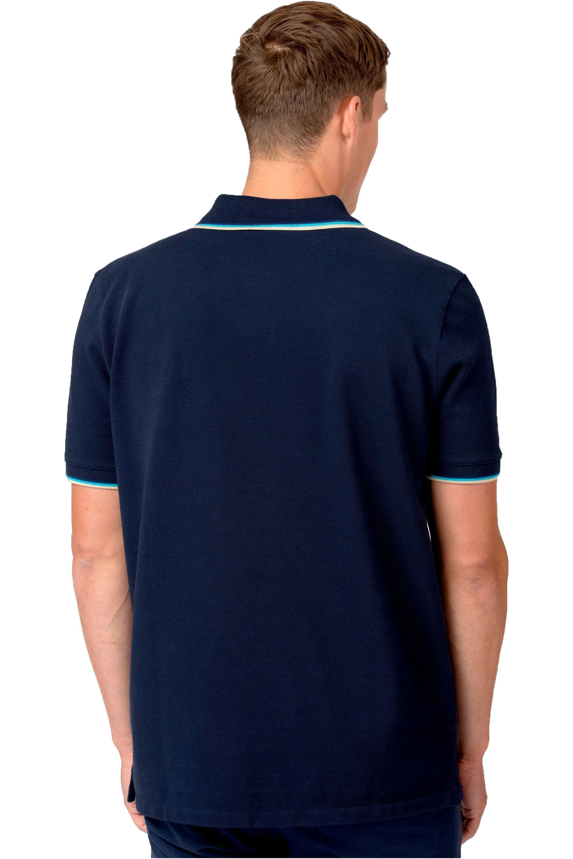 Sandbanks Badge Logo Tipped Sleeve Polo Shirt Navy - Image 3