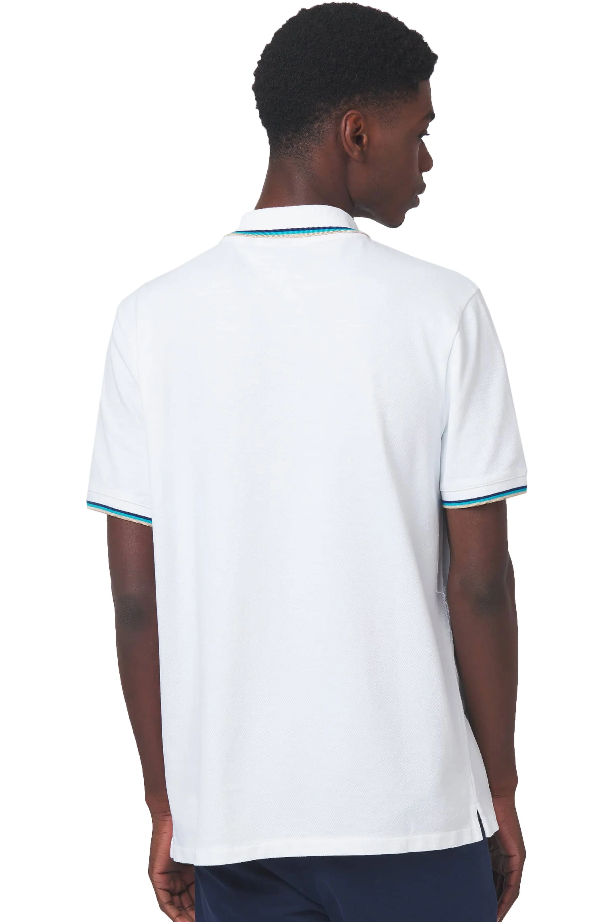 Sandbanks Badge Logo Tipped Sleeve Polo Shirt White - Image 3