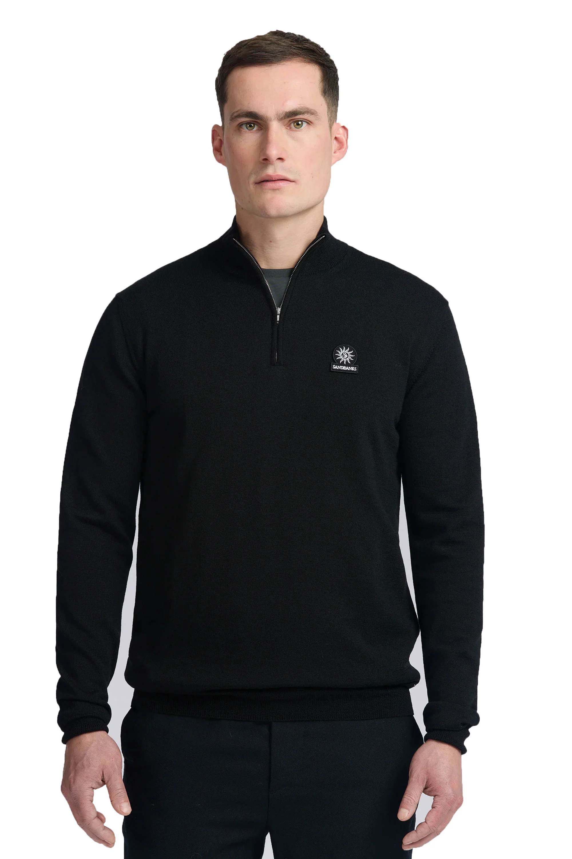 Sandbanks Quarter Zip Merino Knitwear Black - Image 3